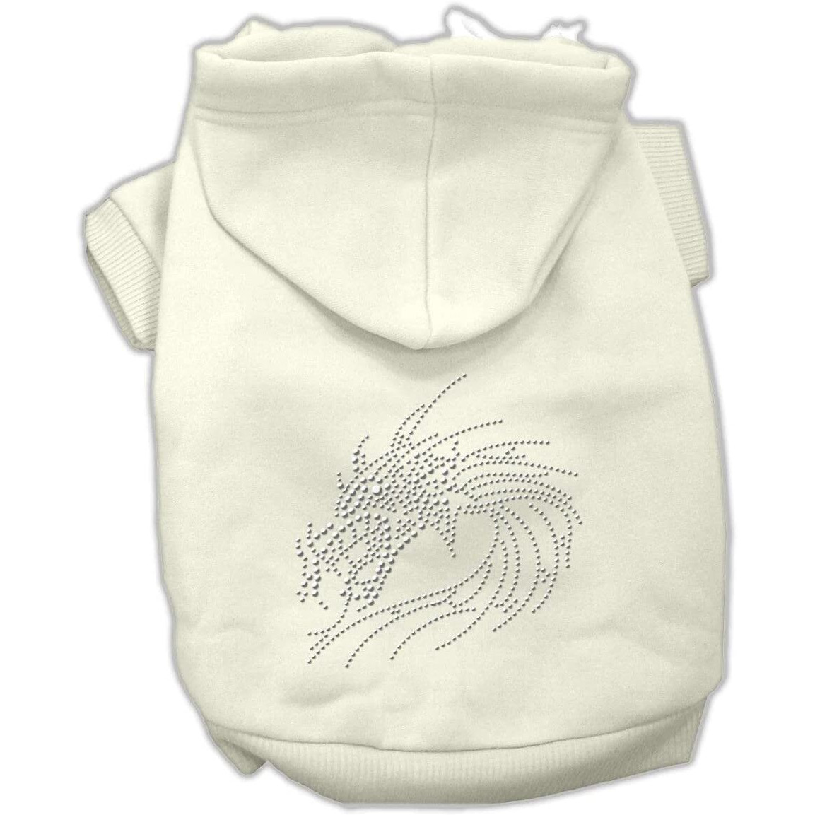 Pet, Dog & Cat Hoodie Rhinestone, &quotDragon" Cream MD (6-10 lbs.)