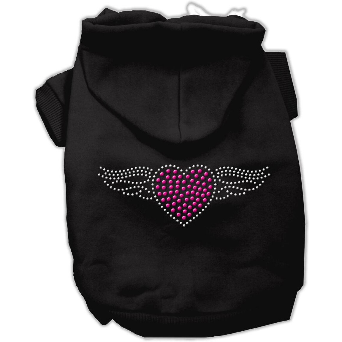Pet, Dog & Cat Hoodie Rhinestone, &quotAviator" Black SM (3-6 lbs.)