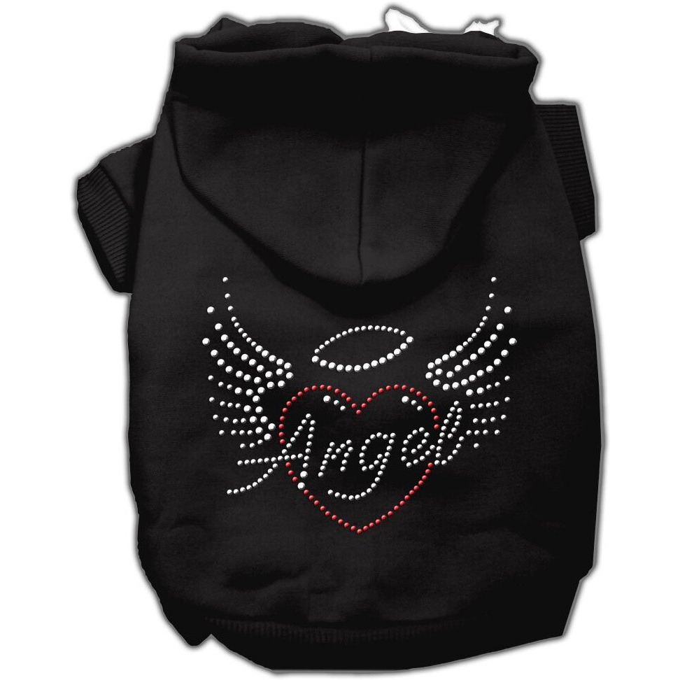 Pet, Dog & Cat Hoodie Rhinestone, &quotAngel Heart" Black LG (10-14 lbs.)