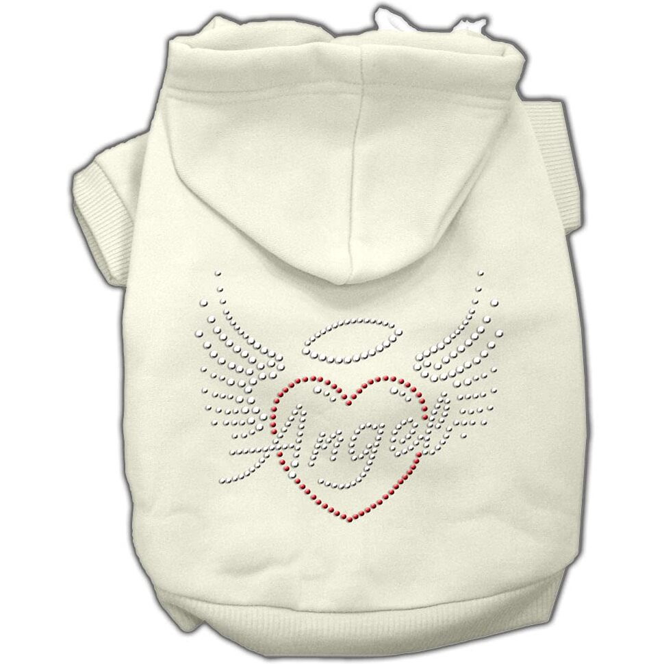 Pet, Dog & Cat Hoodie Rhinestone, &quotAngel Heart" Cream SM (3-6 lbs.)