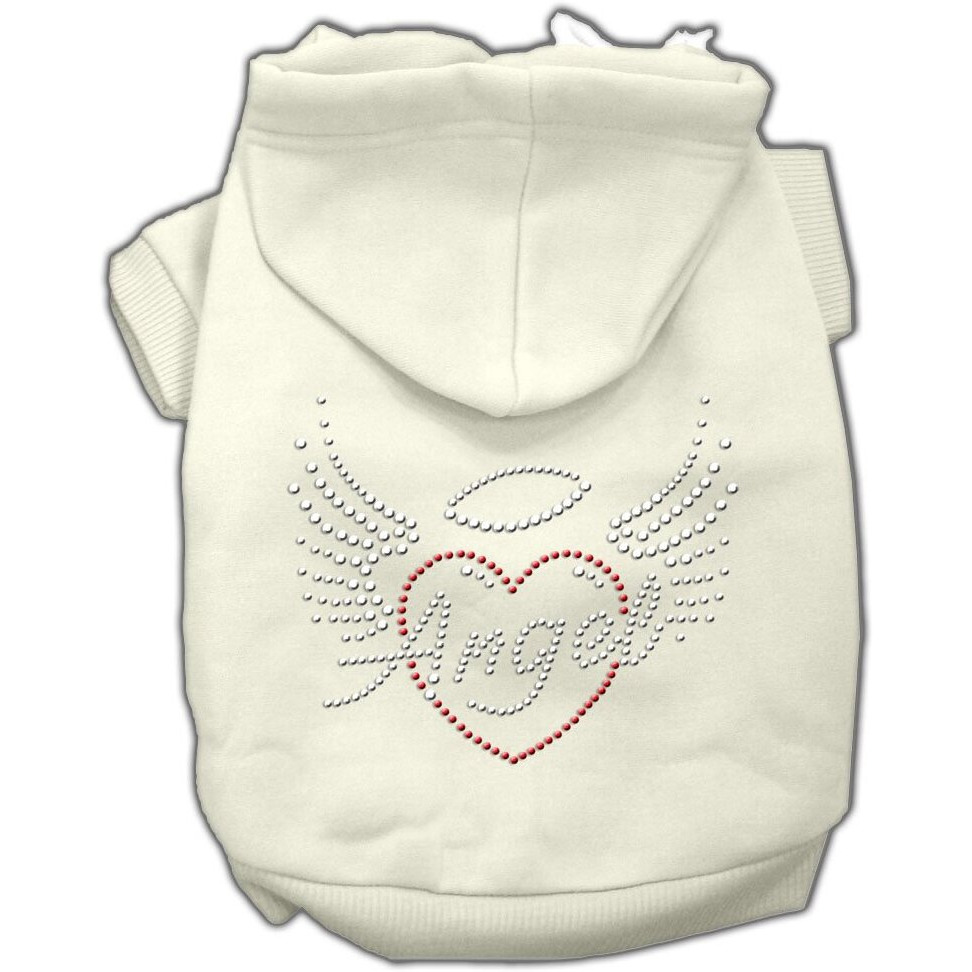 Pet, Dog & Cat Hoodie Rhinestone, &quotAngel Heart" Cream 3XL (25-35 lbs.)
