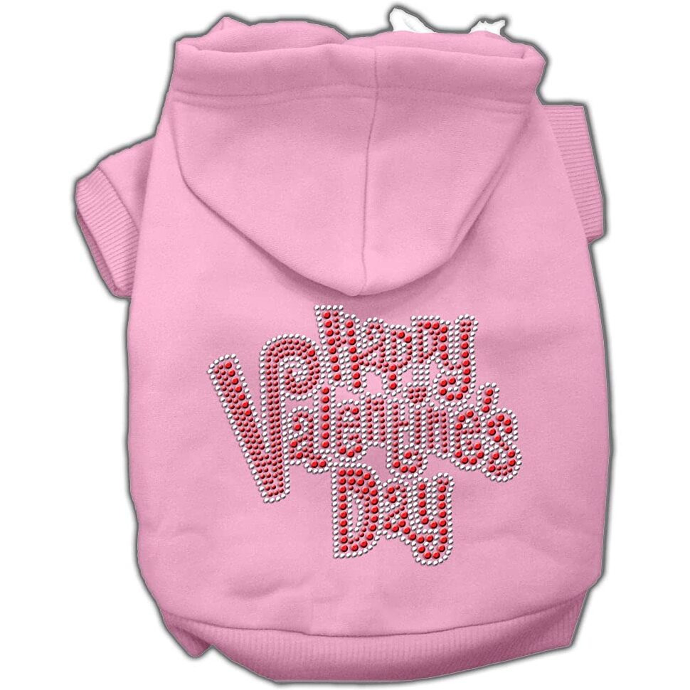 Mirage Pet Products 12" Happy Valentines Day Rhinestone Hoodies, Medium, Pink