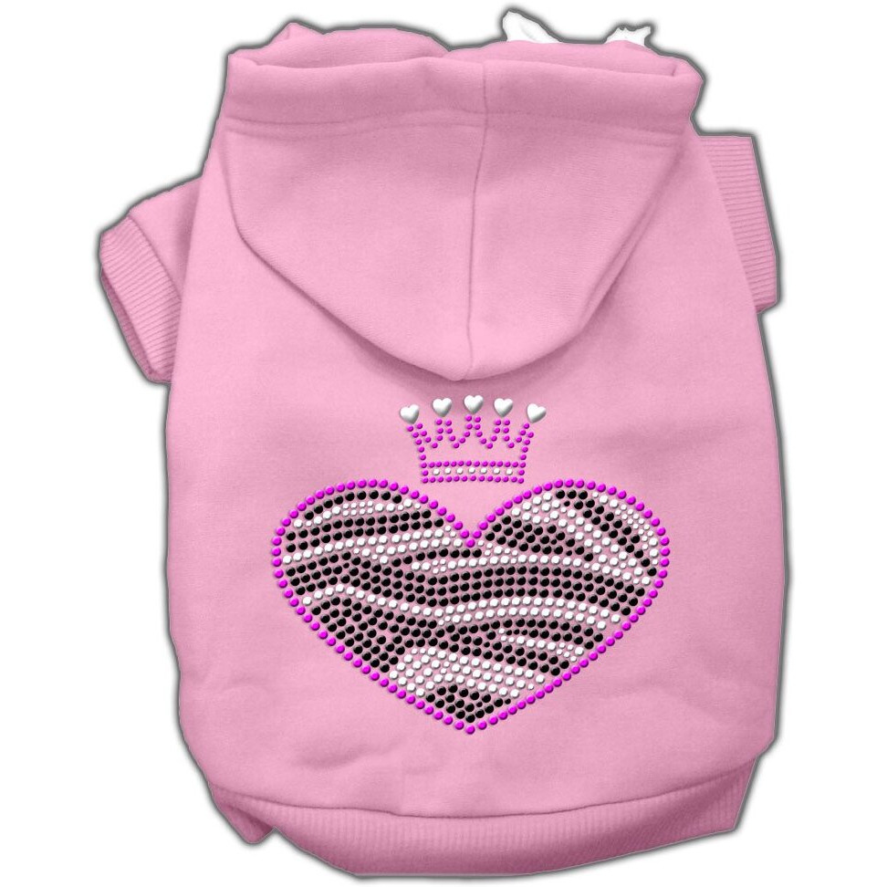 Mirage Pet Products 18" Zebra Heart Rhinestone Hoodies, 2X-Large, Pink