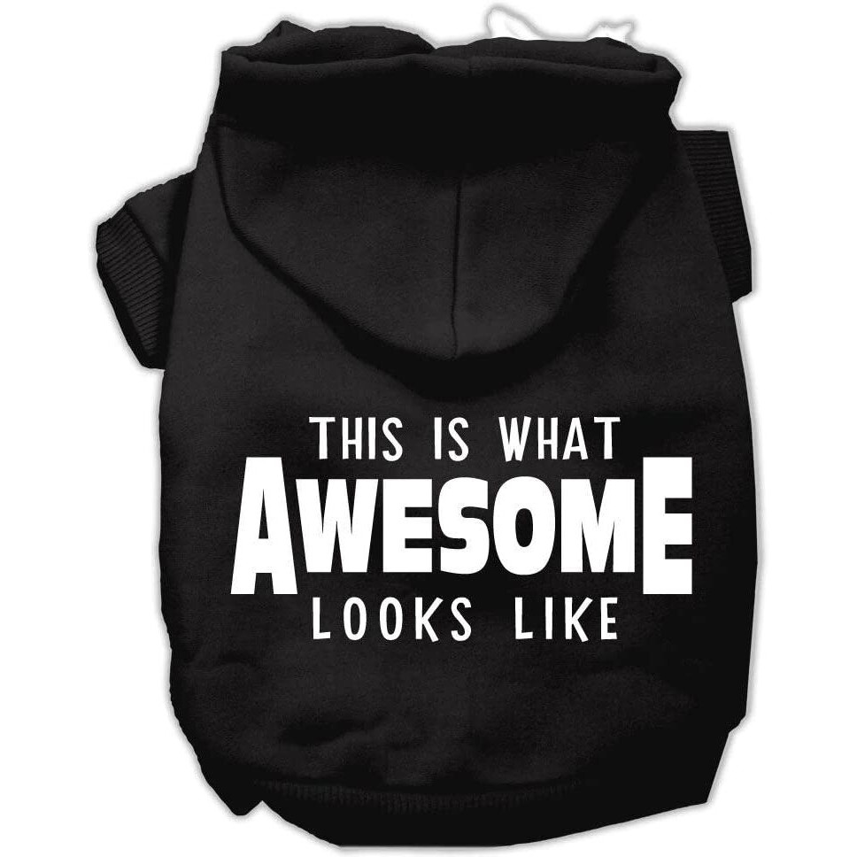 Pet Dog & Cat Hoodie Screen Printed, &quotThis Is What Awesome Looks Like" Black XL (14-20 lbs.)