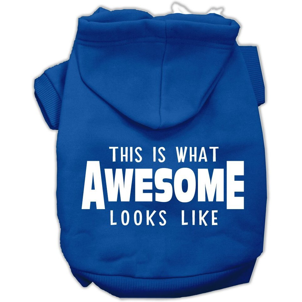 Pet Dog & Cat Hoodie Screen Printed, &quotThis Is What Awesome Looks Like" Blue MD (6-10 lbs.)
