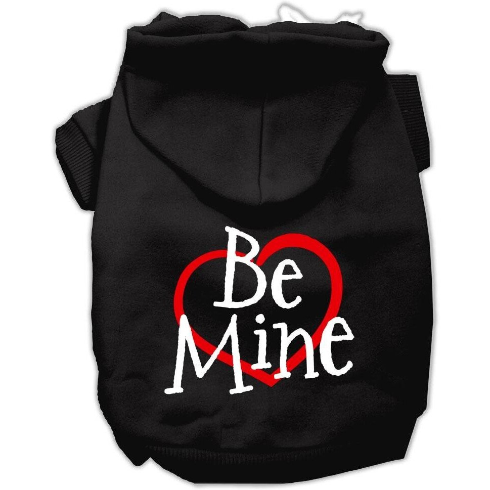 Pet Dog & Cat Hoodie Screen Printed, &quotBe Mine" Black XL (14-20 lbs.)