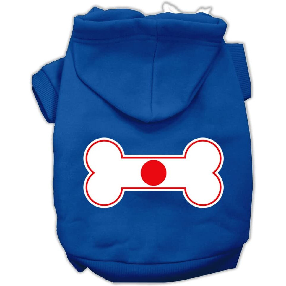 Pet, Dog & Cat Hoodie Screen Printed, &quotBone Flag Japan" Blue MD (6-10 lbs.)