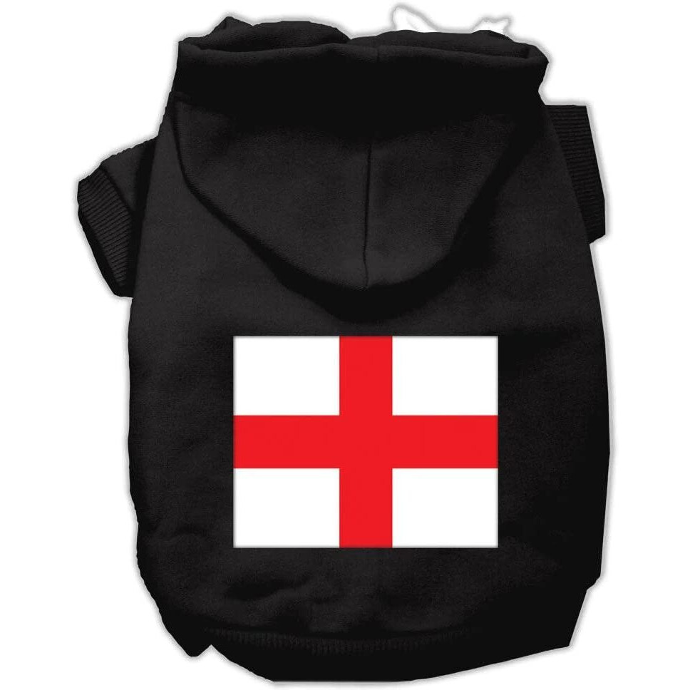 Pet Dog & Cat Hoodie Screen Printed, &quotSt. George's Cross" Black XL (14-20 lbs.)