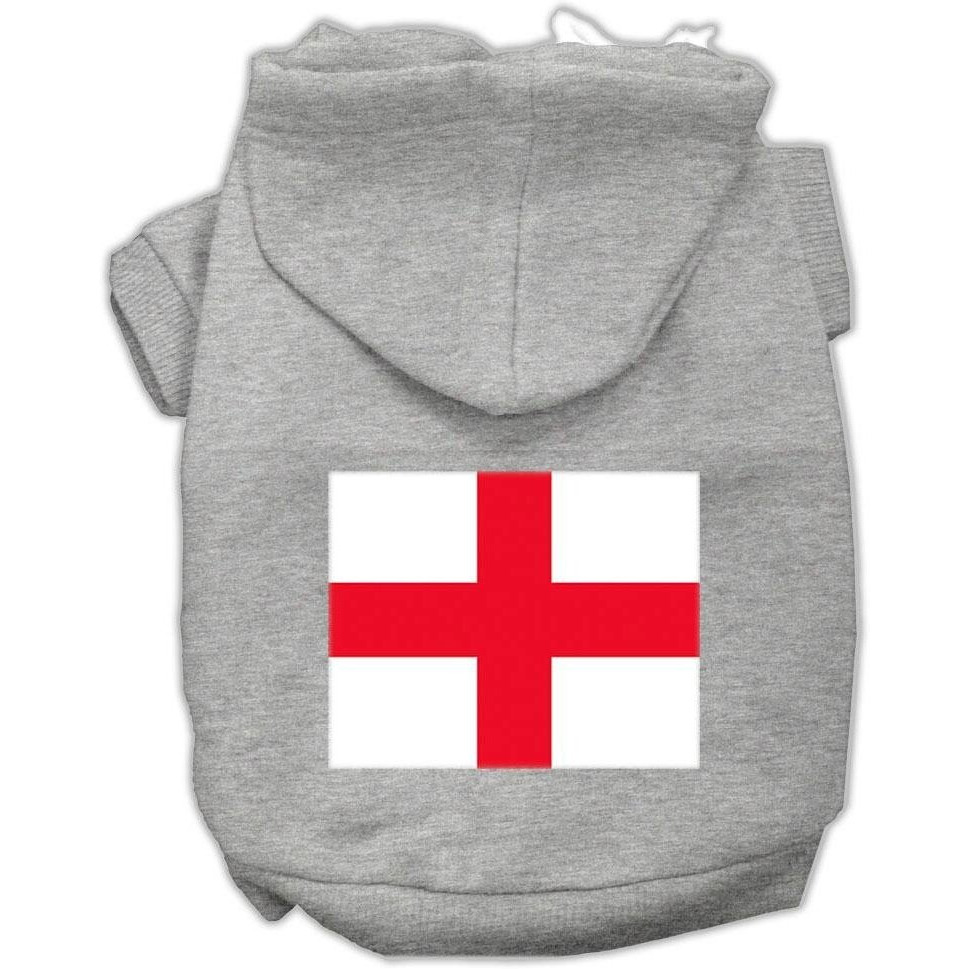 Pet Dog & Cat Hoodie Screen Printed, &quotSt. George's Cross" Gray XL (14-20 lbs.)