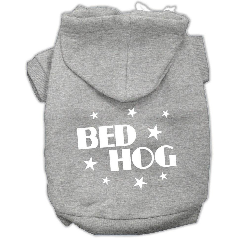 Pet, Dog & Cat Hoodie Screen Printed, &quotBed Hog" Gray MD (6-10 lbs.)