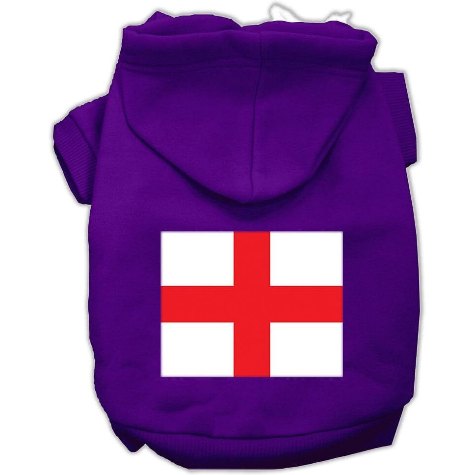 Pet Dog & Cat Hoodie Screen Printed, &quotSt. George's Cross" Purple XS (0-3 lbs.)