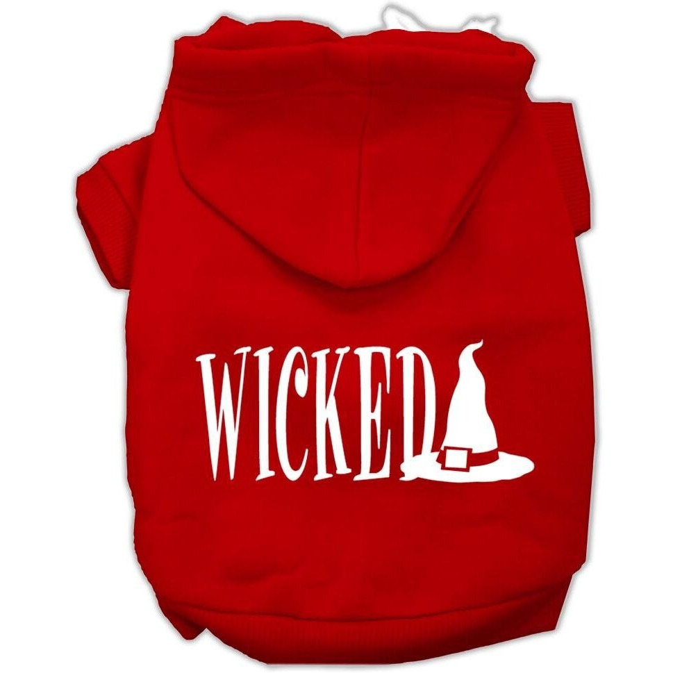 Halloween Pet Dog & Cat Hoodie Screen Printed, &quotWicked" Red XS (0-3 lbs.)