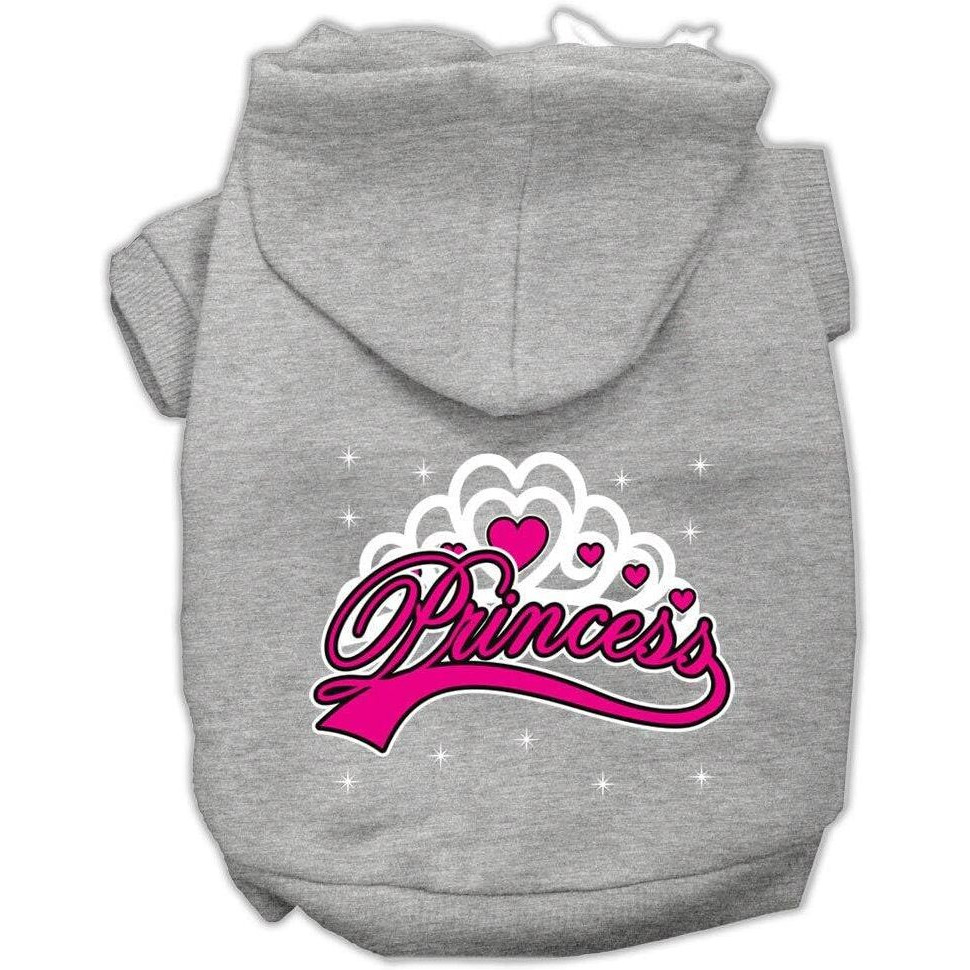 Pet, Dog & Cat Hoodie Screen Printed, &quotI'm A Princess" Gray MD (6-10 lbs.)