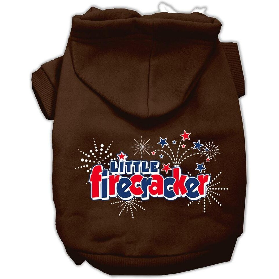 Pet Dog & Cat Hoodie Screen Printed, &quotLittle Firecracker" Brown 2XL (20-25 lbs.)