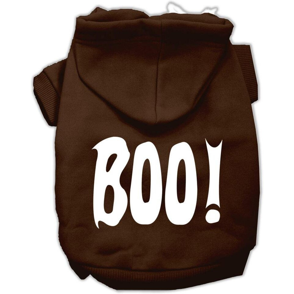 Halloween Pet Dog & Cat Hoodie Screen Printed, &quotBoo" Brown 3XL (25-35 lbs.)