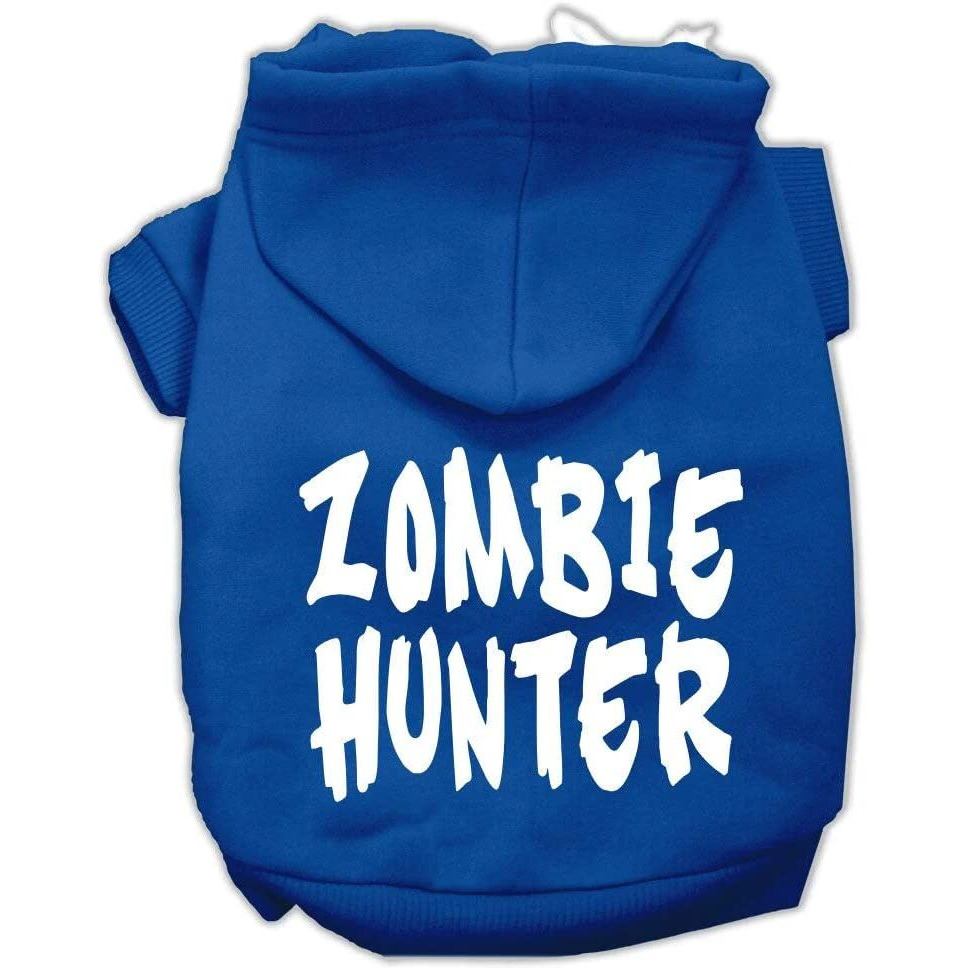 Halloween Pet, Dog & Cat Hoodie Screen Printed, &quotZombie Hunter" Blue 3XL (25-35 lbs.)