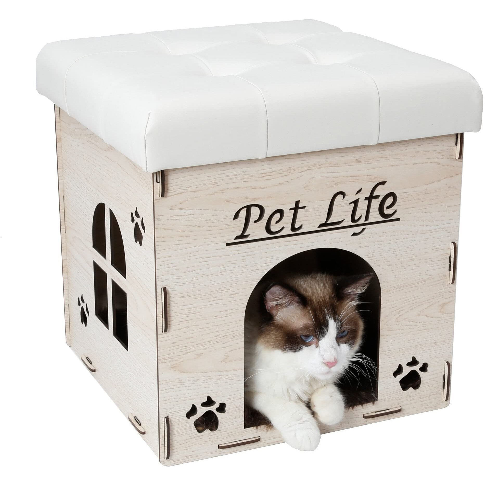 Pet Life Cat House Furniture Bench, White