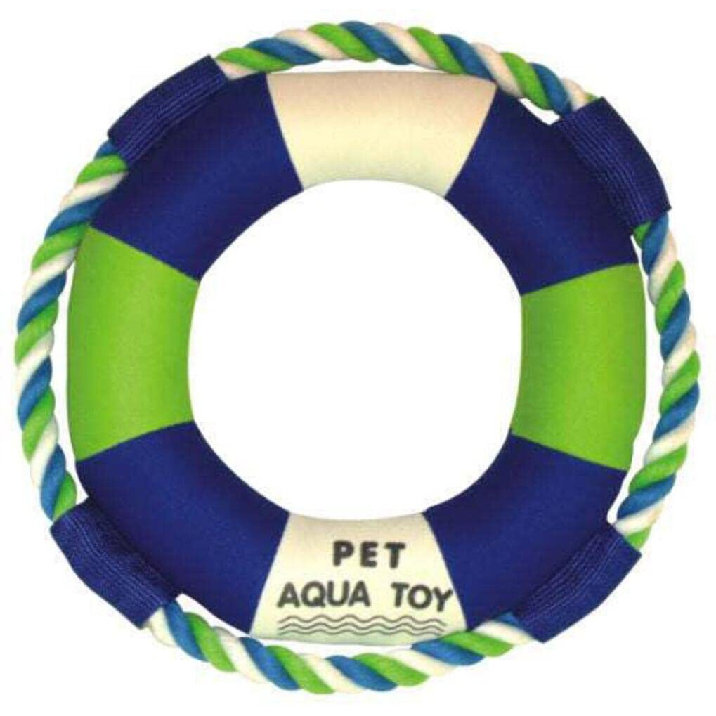 Pet Life Life Raver Rounded Squeaking and Jute Rope Floating Dog Toy, Blue