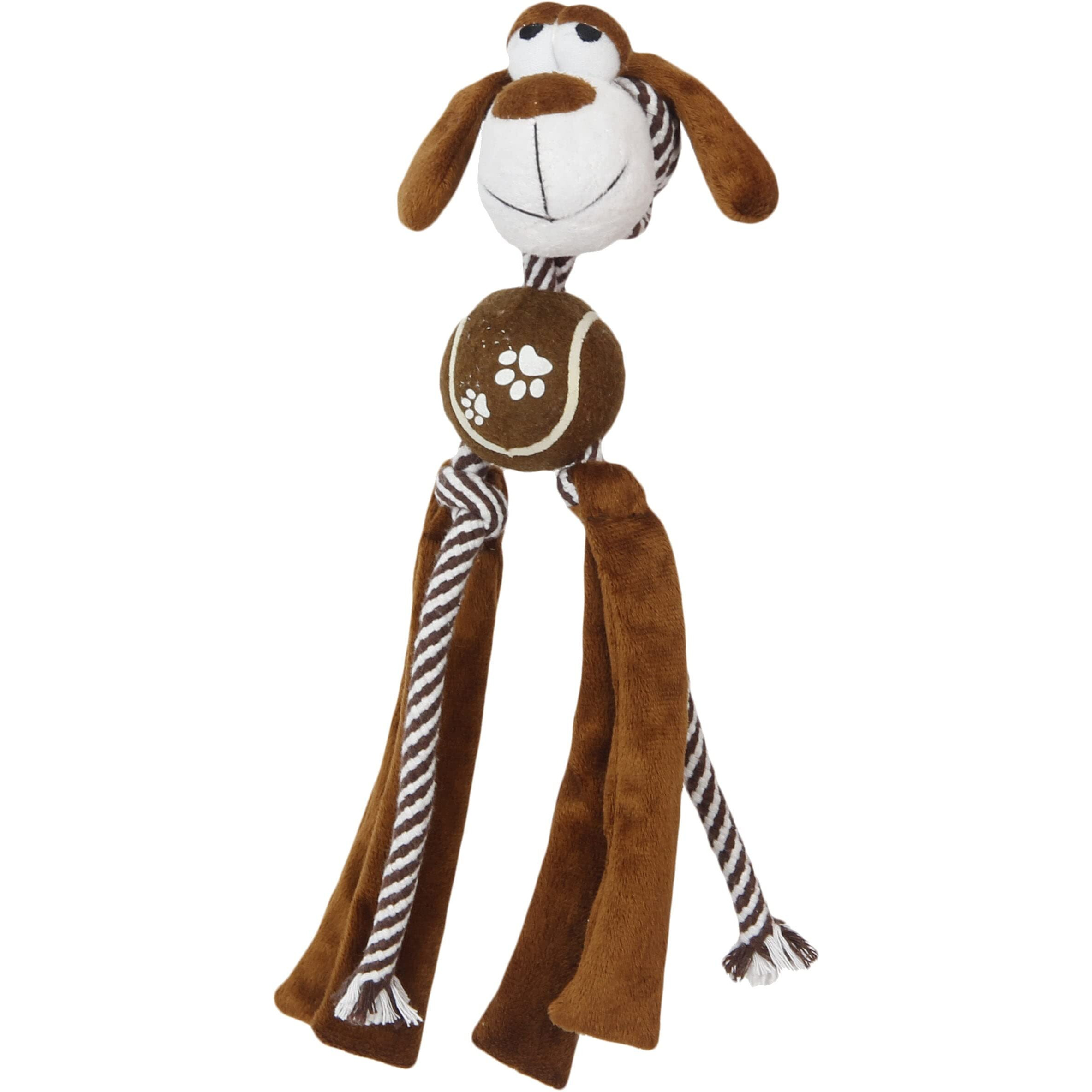 Pet Life  'Tennis Pawl' Rope Squeaker and Crinkle Tennis Dog Toy