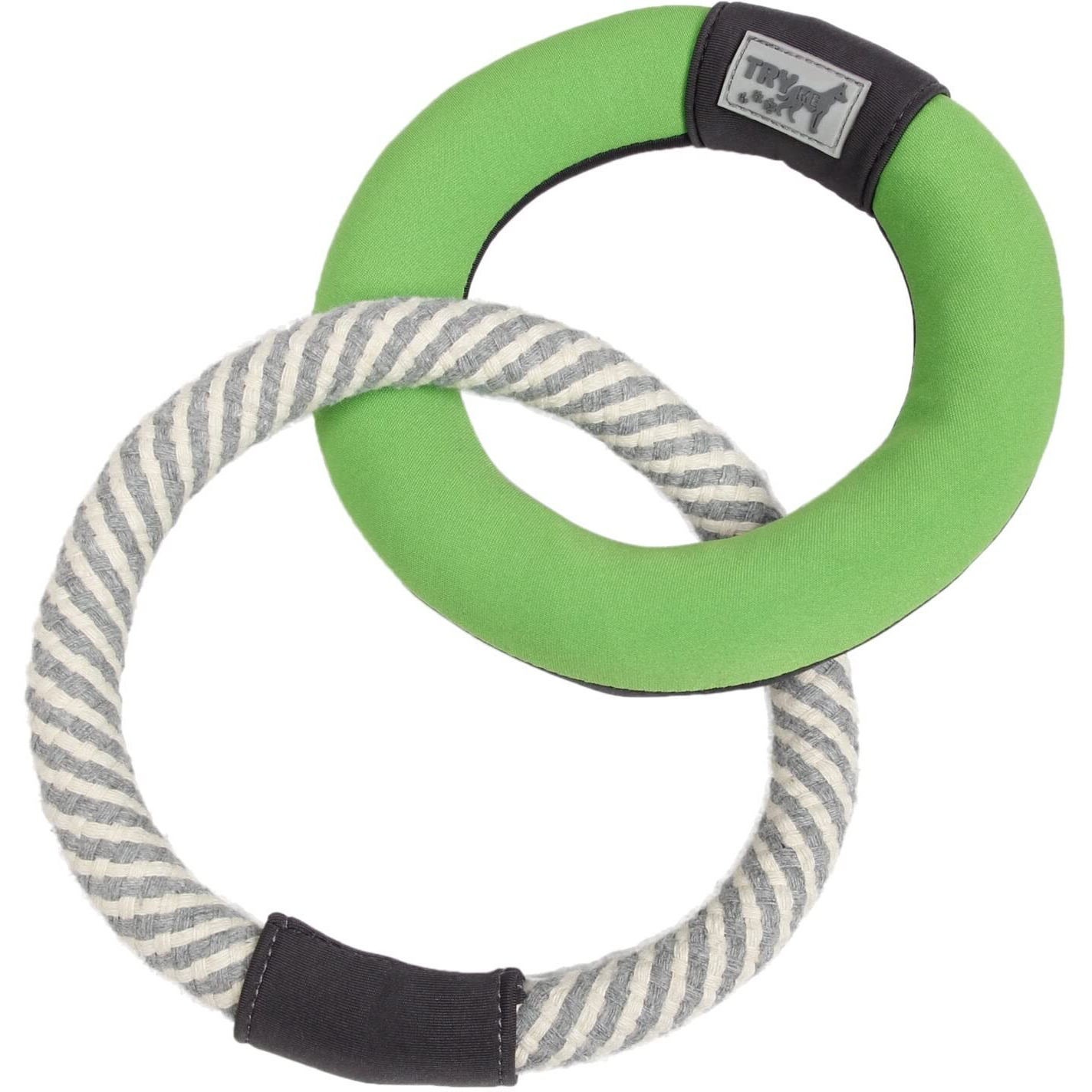 Pet Life  'Ring Toss' Dual-Connecting Jute Rope and Floating Ring Dog Toy