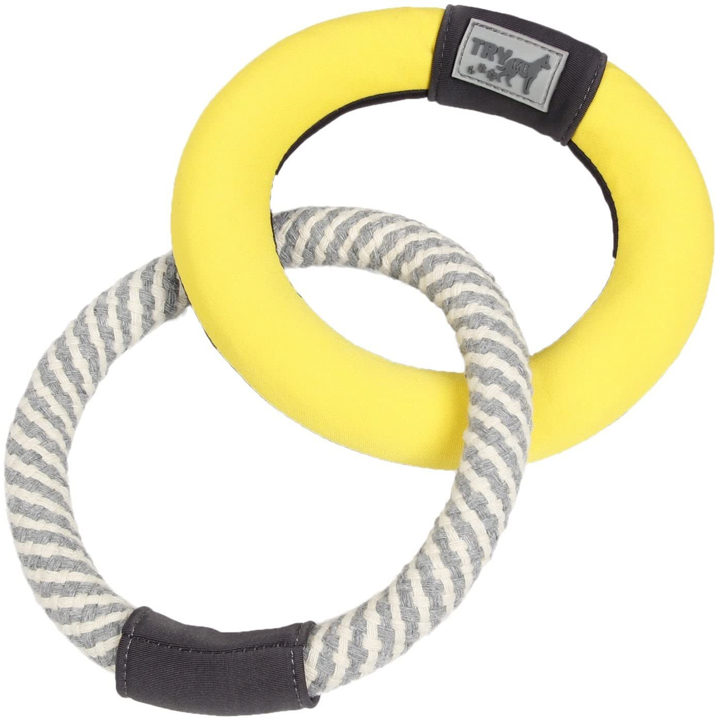 Pet Life  'Ring Toss' Dual-Connecting Jute Rope and Floating Ring Dog Toy
