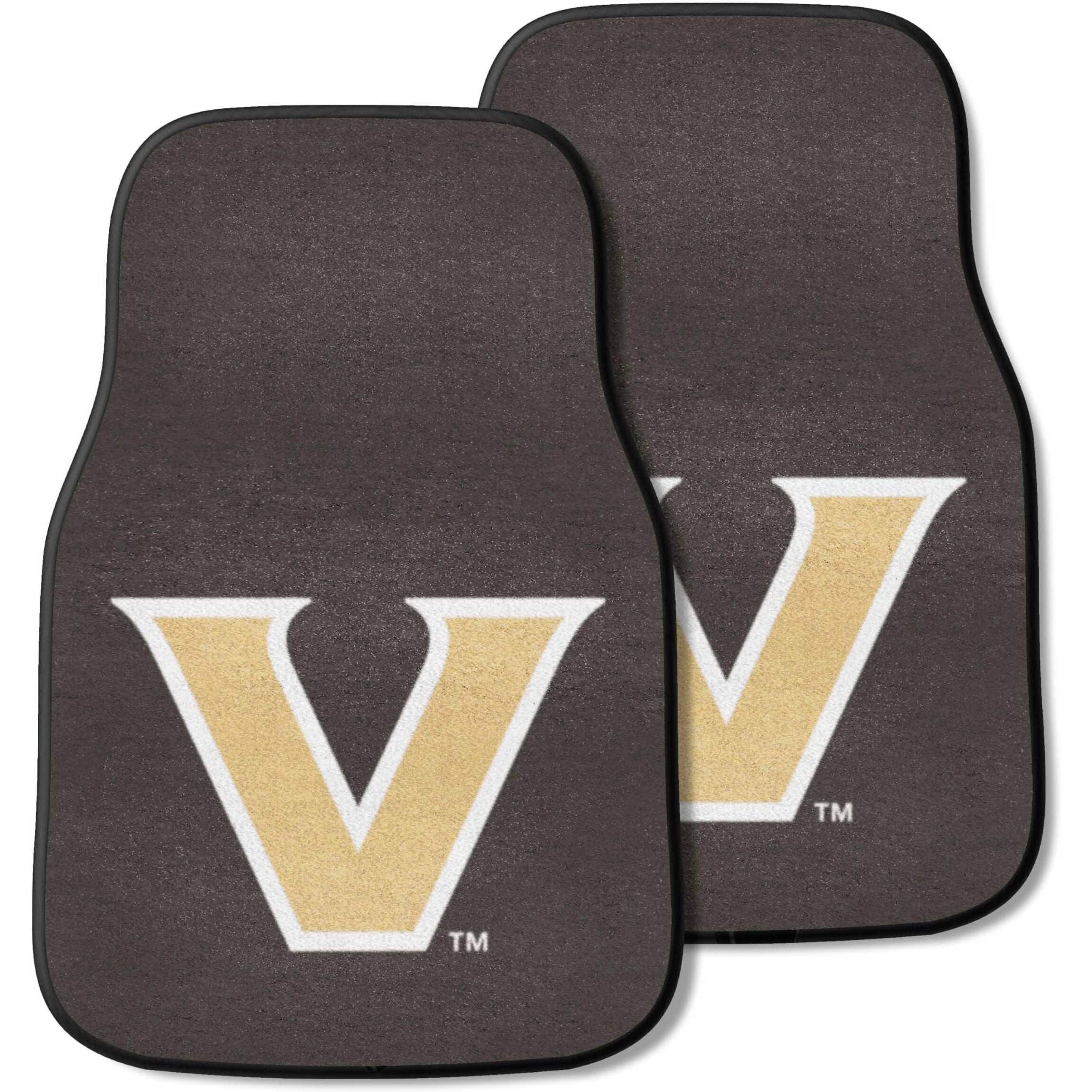 FANMATS 5505 Vanderbilt Commodores Front 2-Piece Team Logo Carpet Car Mat Set, Front Row Automotive Floor Mats, Non-Slip Backing, Team Colors