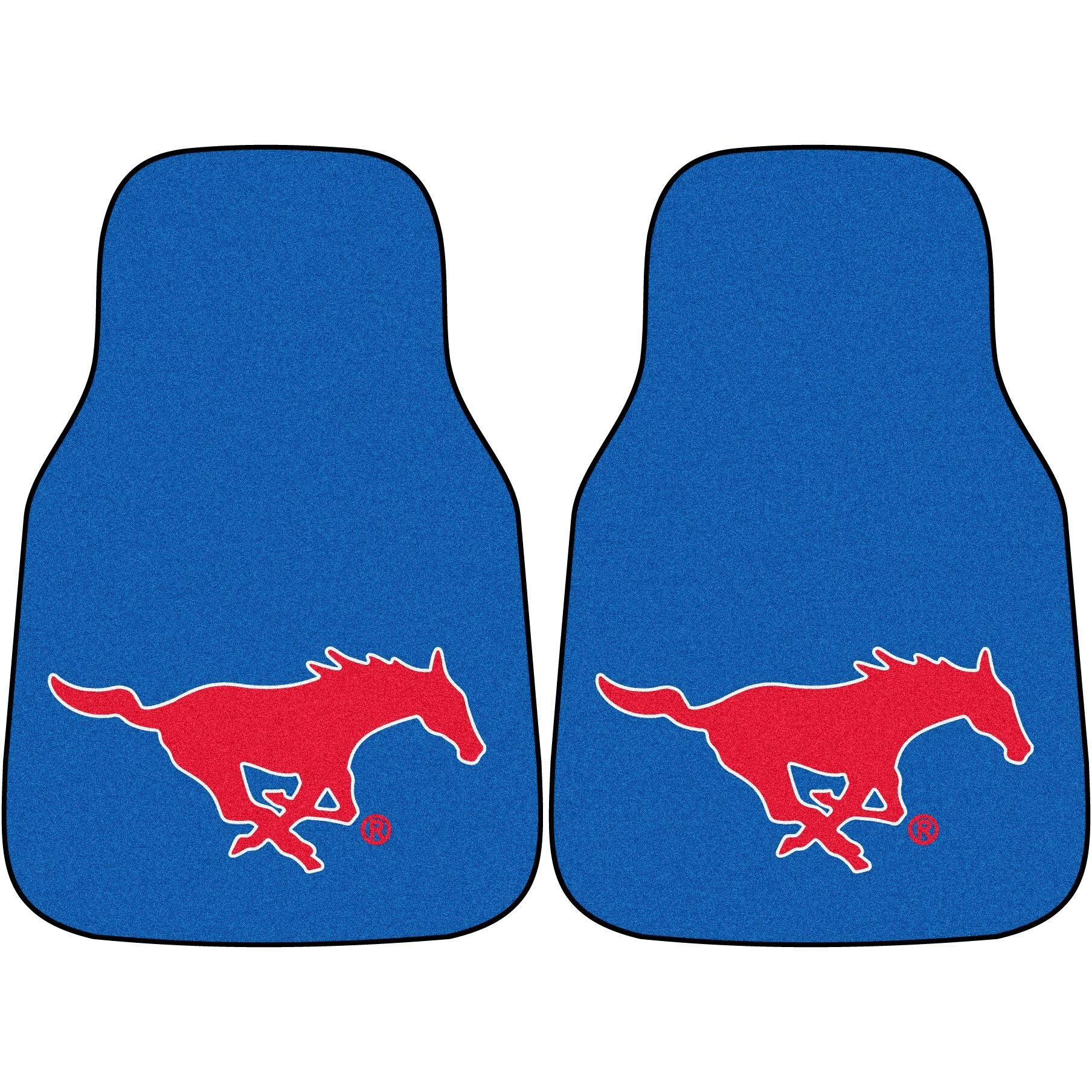 FANMATS NCAA Southern Methodist University Mustangs Nylon Face 2-pc Carpet Car Mat Set, 18&quotx27"