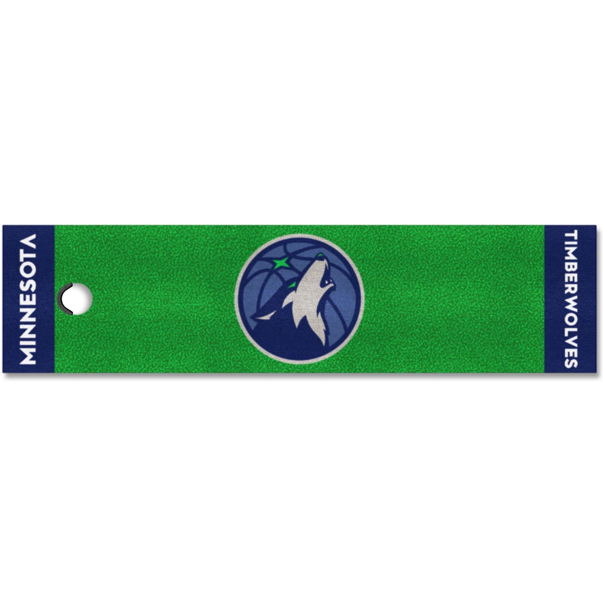Fanmats Home Indoor Sports Team Logo Minnesota Timberwolves Putting Green Runner Mat 18&quotx72"