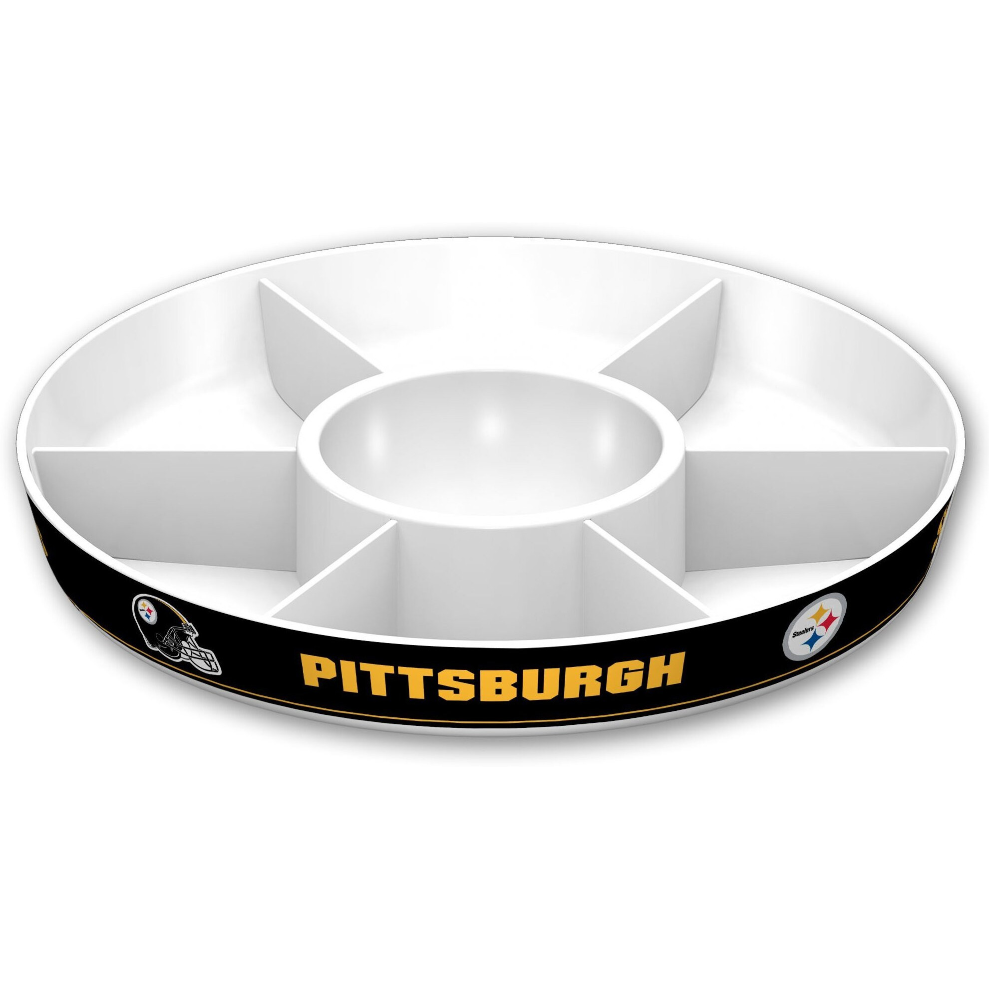 Fremont Die NFL Pittsburgh Steelers Party Platter, 14.5" Diameter, 14.5" Diameter, White/Team Colors