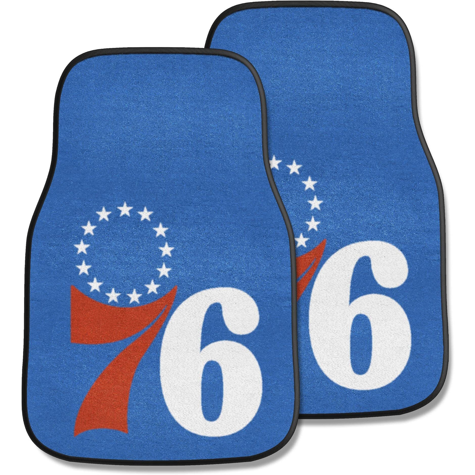 Fanmats Sports Team Logo National Basketball Association Philadelphia 76ers 2 - piece Carpeted Car Mats 18&quotx27"