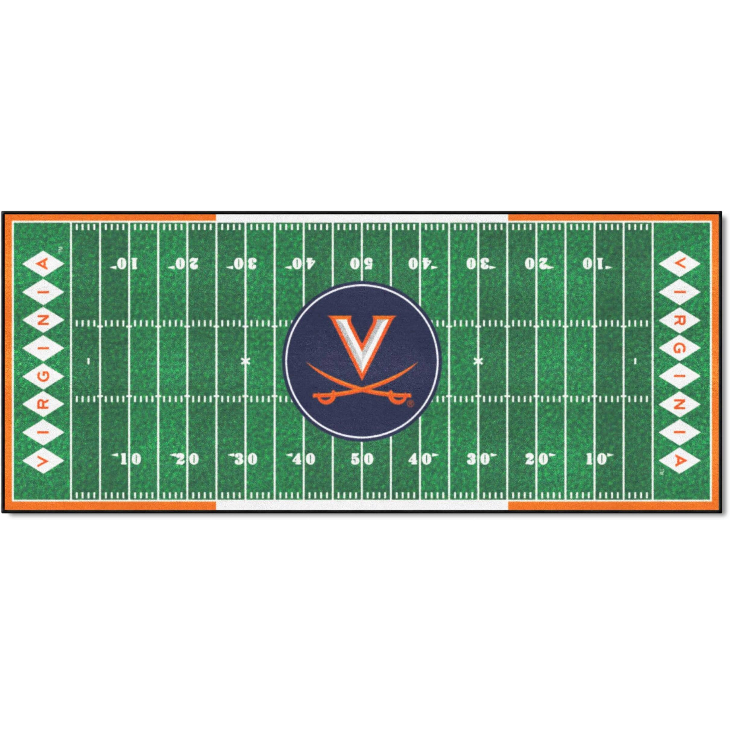 FANMATS NCAA University of Virginia Cavaliers Nylon Face Football Field Runner , 30&quotx72"