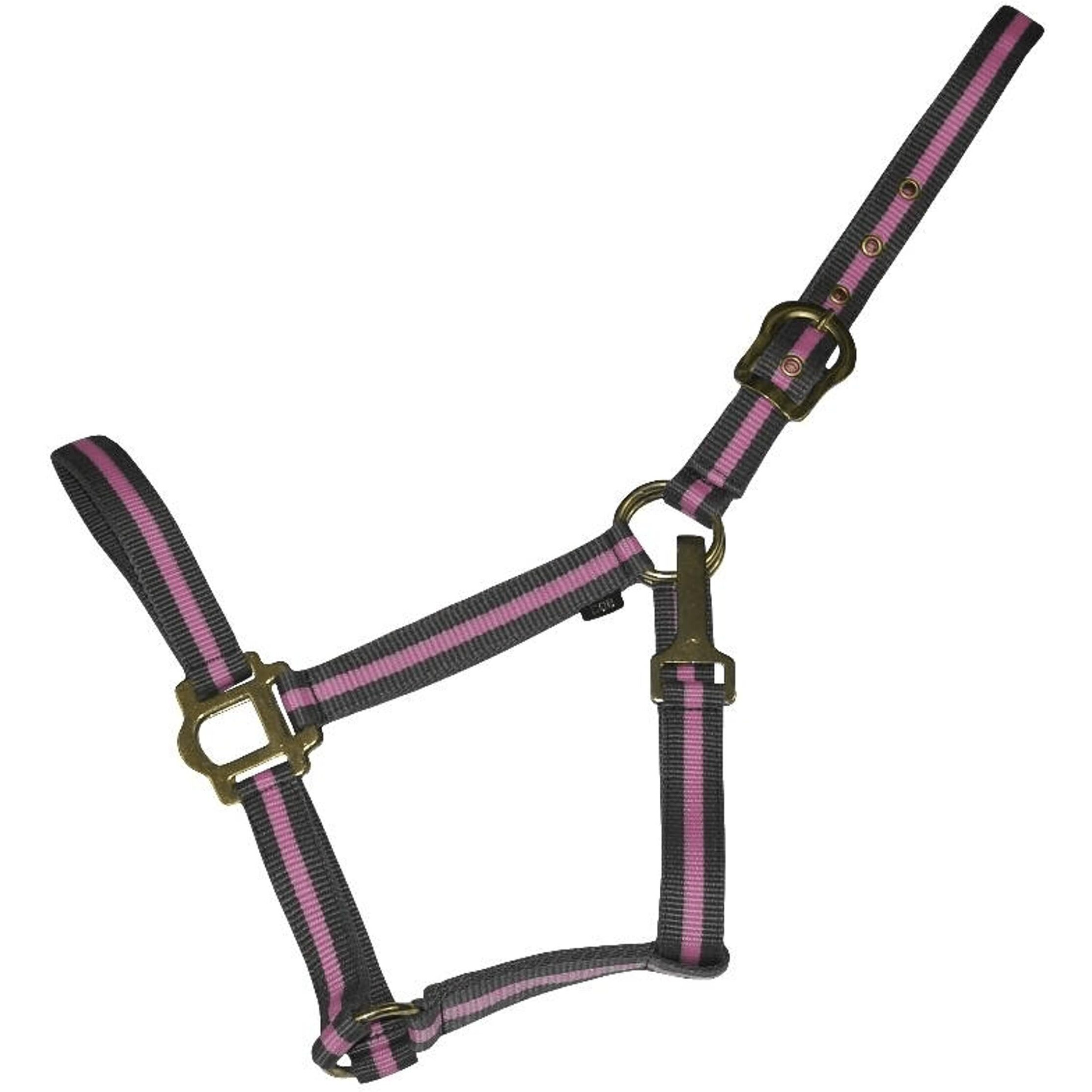 Gatsby 2Tone Nylon Halter w/Snap OverSizeGrey/Pink