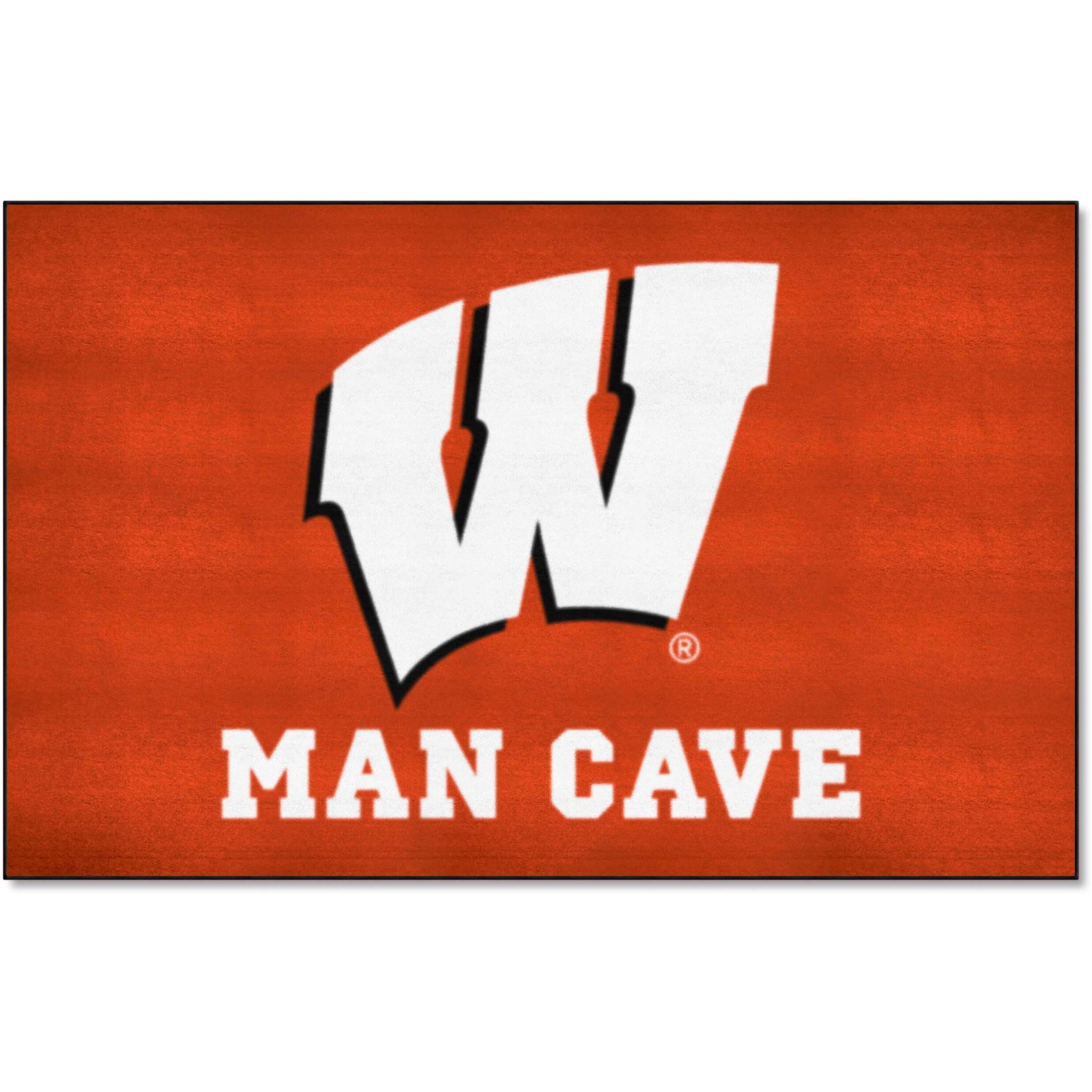 FANMATS 14711 Wisconsin Badgers Man Cave UltiMat Rug - 5ft. x 8ft. | Sports Fan Area Rug, Home Decor Rug and Tailgating Mat