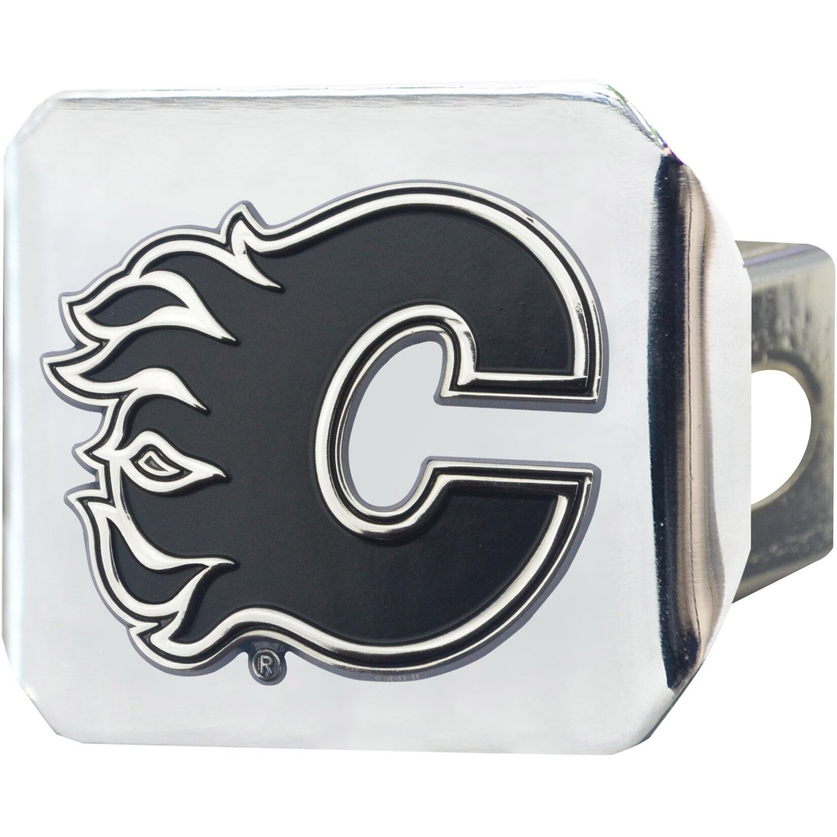 FANMATS 17000 Calgary Flames Chrome Metal Hitch Cover with Chrome Metal 3D Emblem