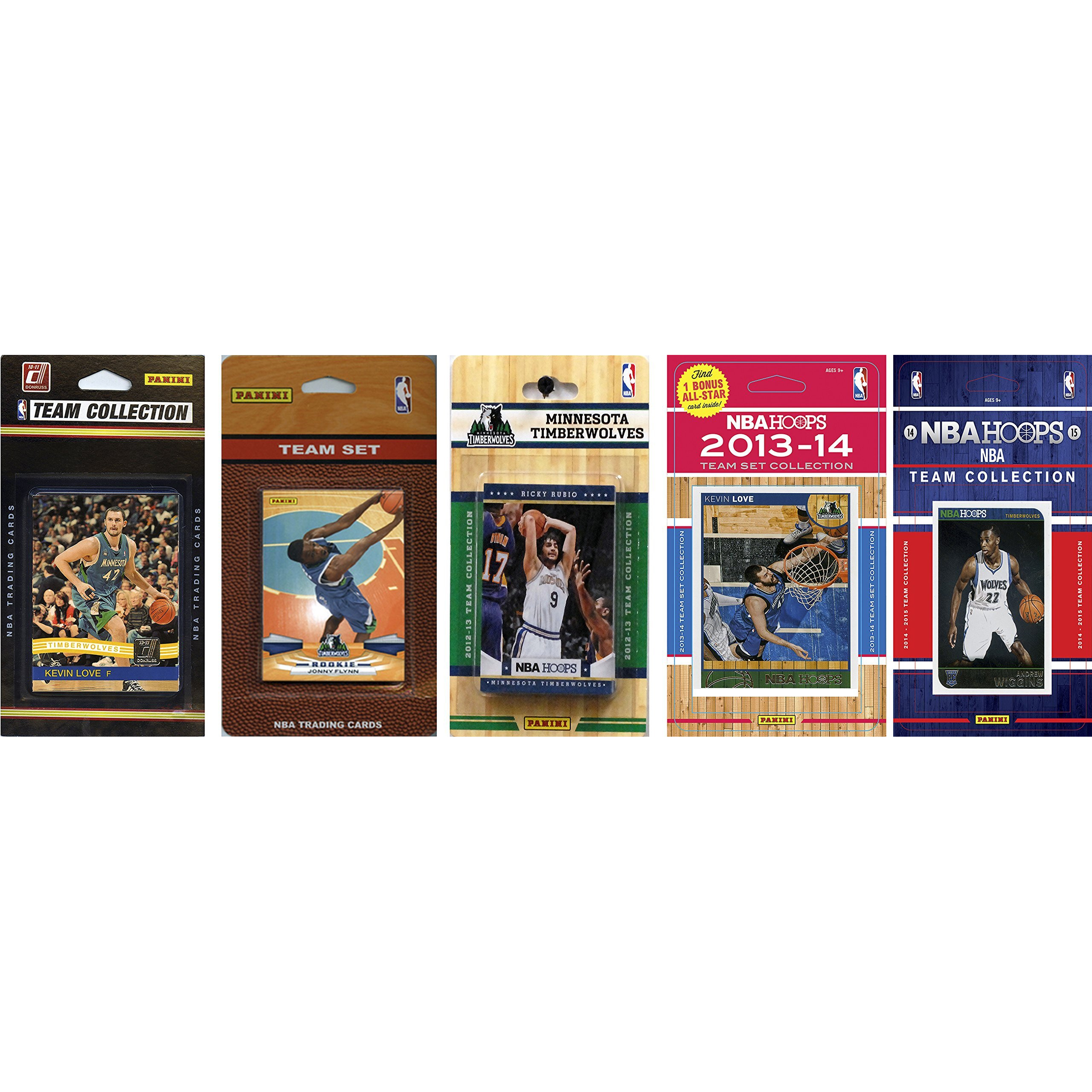 NBA Minnesota Timberwolves 5 Different Licensed Trading Card Team Sets, Brown, One Size