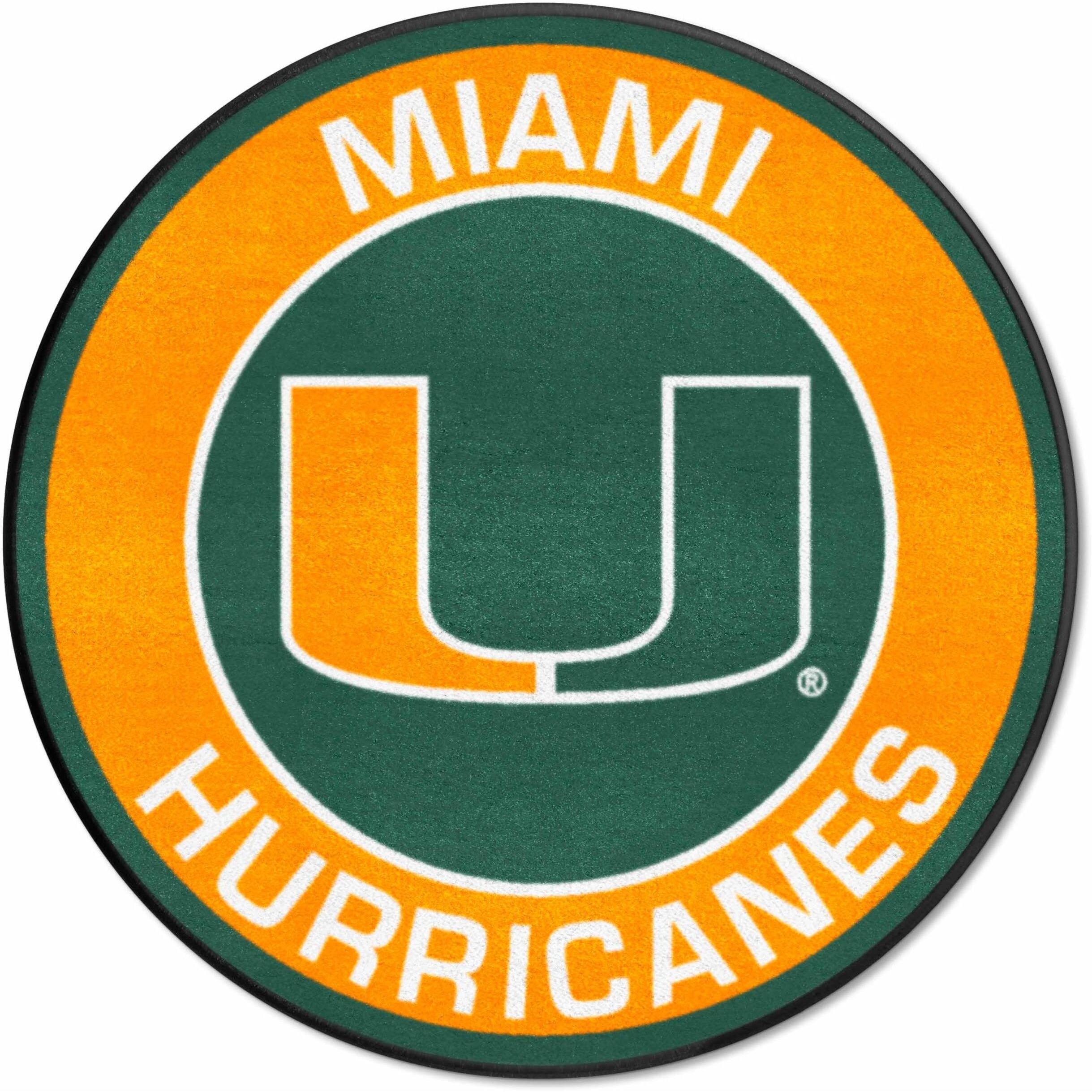 FANMATS 18618 Miami Hurricanes Roundel Rug - 27in. Diameter