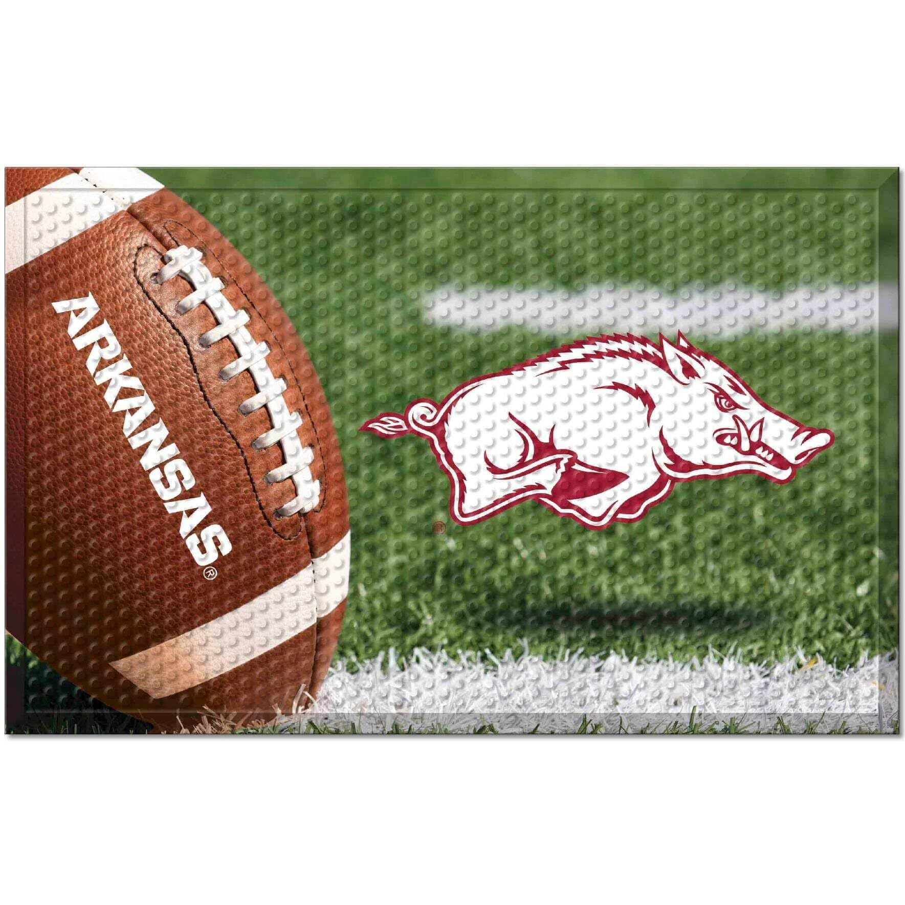 FANMATS 19208 Arkansas Razorbacks Rubber Scraper Door Mat