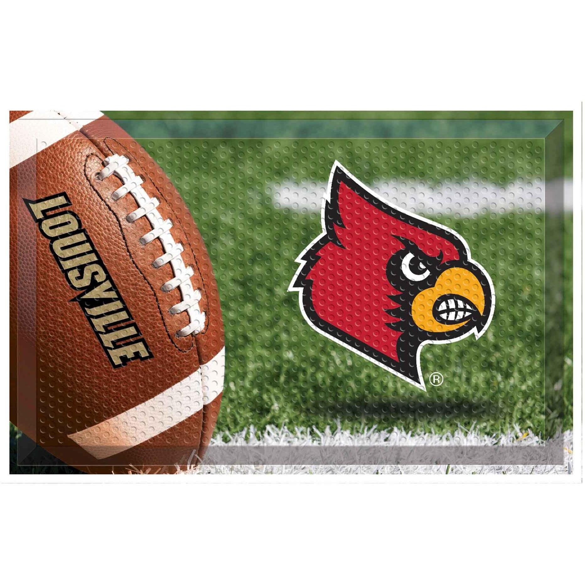 FANMATS 19218 Louisville Cardinals Rubber Scraper Door Mat