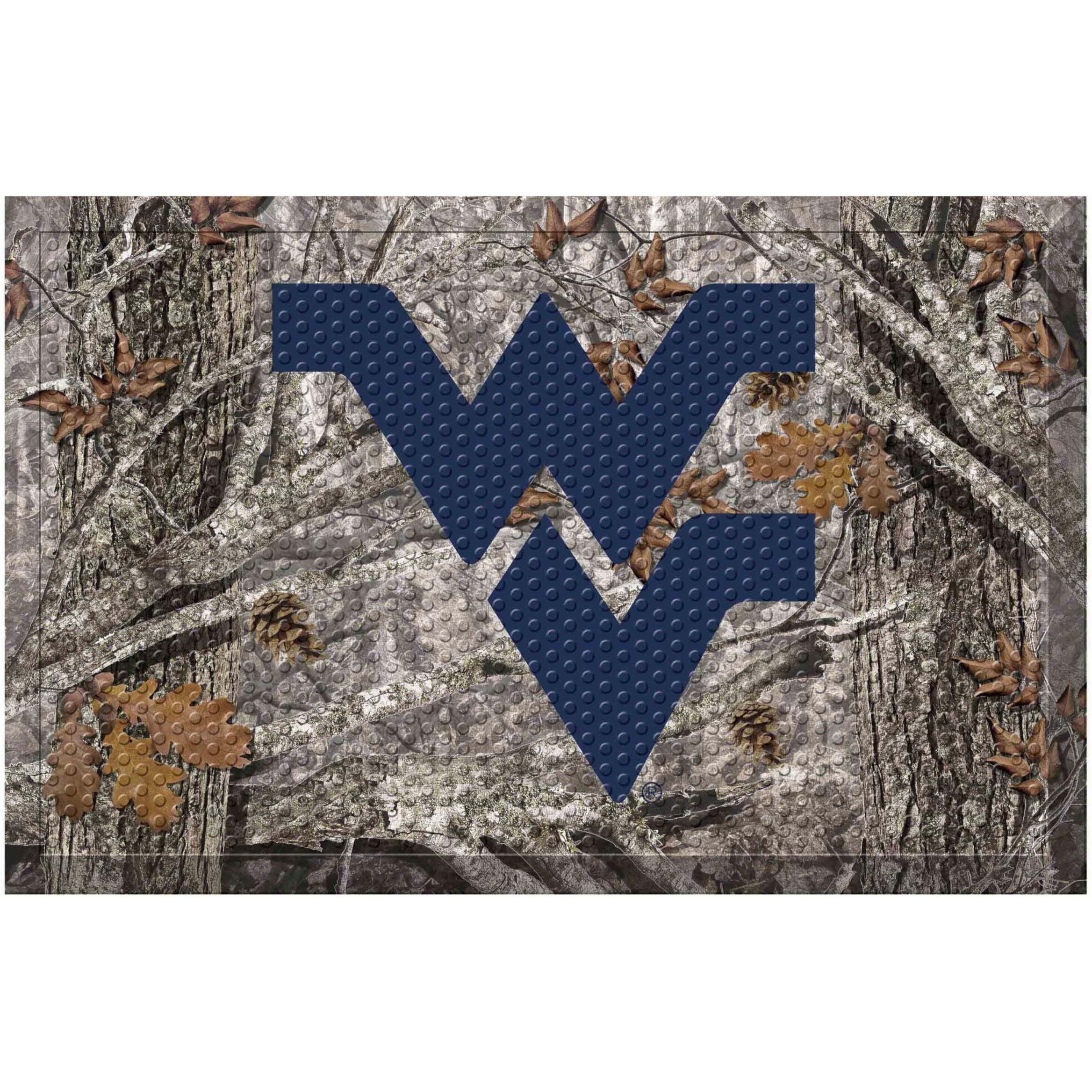 FANMATS 19239 West Virginia Mountaineers Rubber Scraper Door Mat, Camo Color