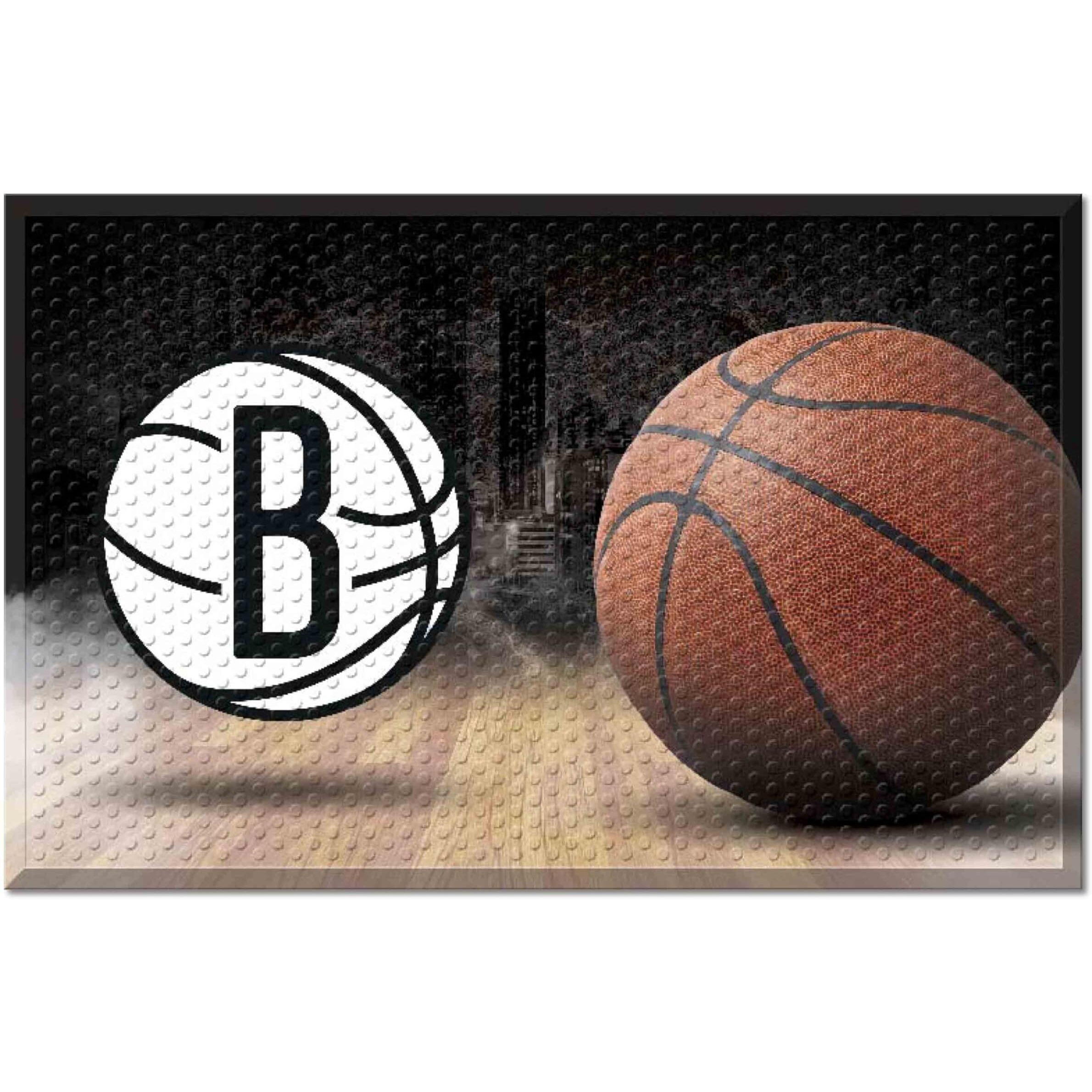 FANMATS 19096 Brooklyn Nets Rubber Scraper Door Mat