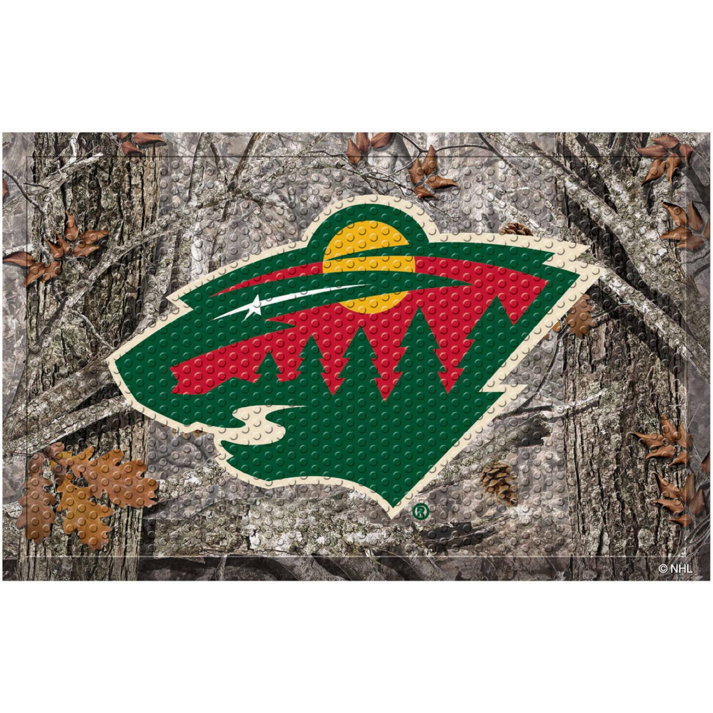 FANMATS 19151 Minnesota Wild Rubber Scraper Door Mat, Camo Color