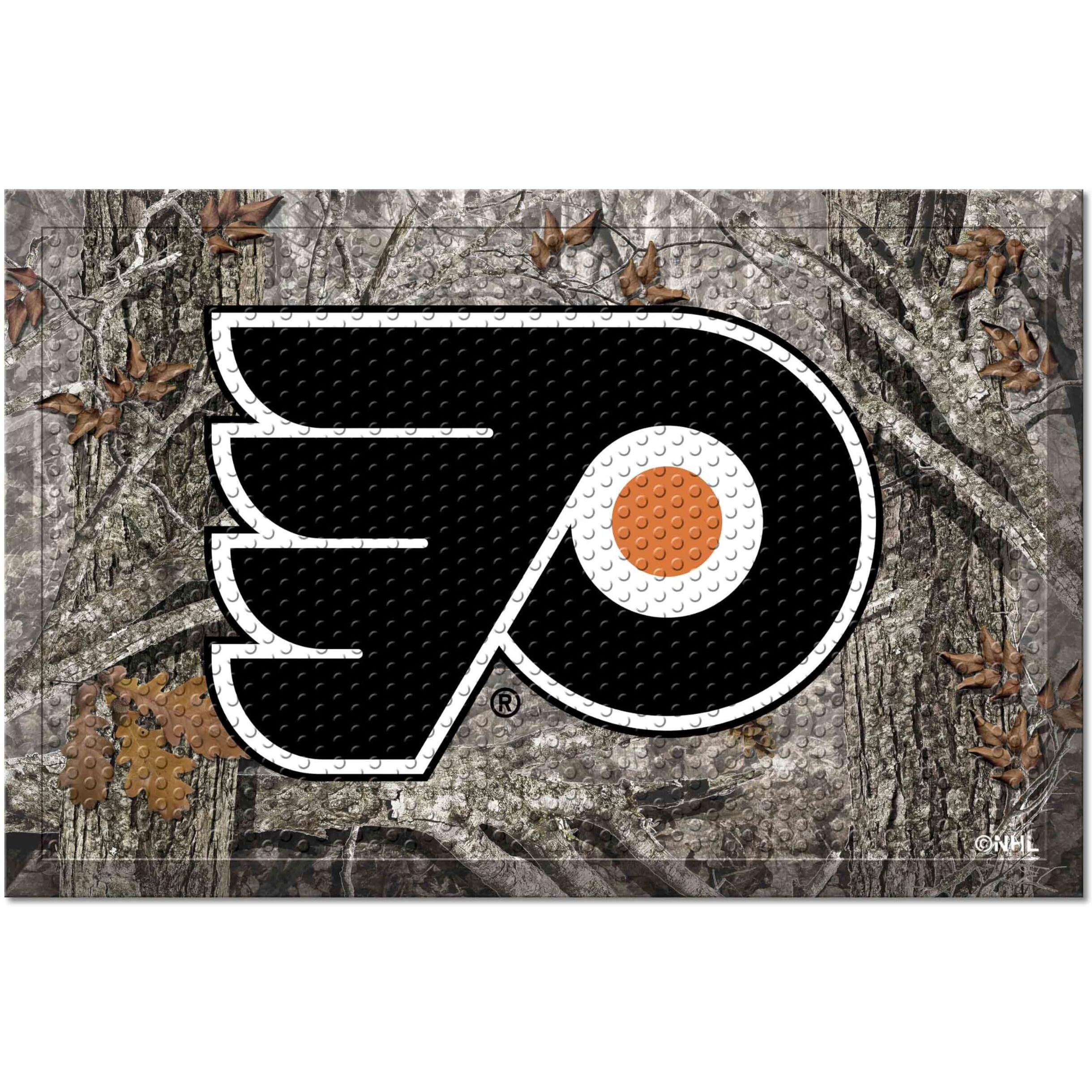 FANMATS 19165 Philadelphia Flyers Rubber Scraper Door Mat, Camo Color