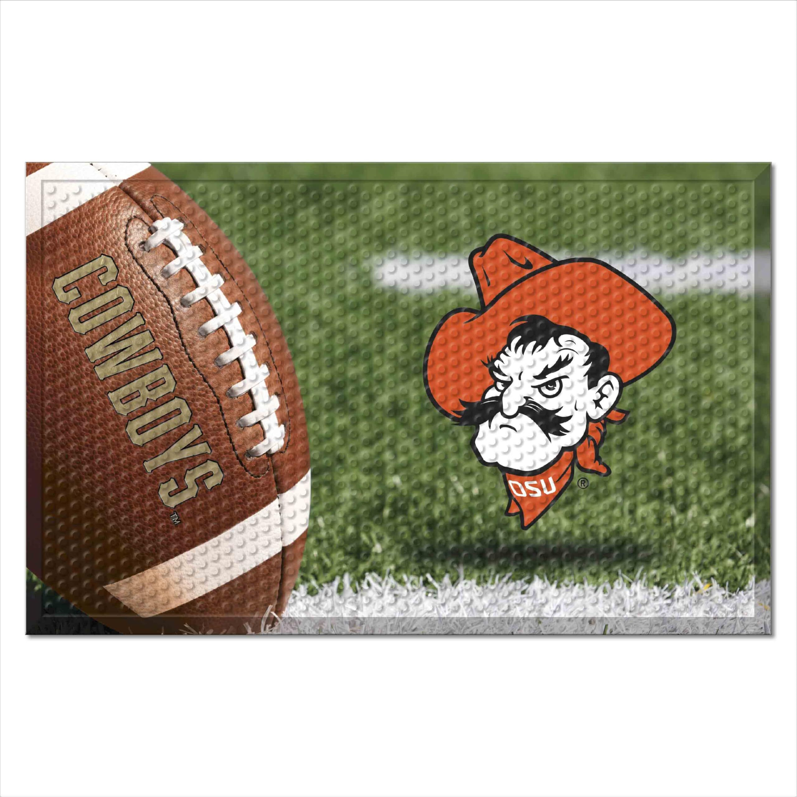 FANMATS 19873 Oklahoma State Cowboys Rubber Scraper Door Mat, Camo Color - Cowboy Logo