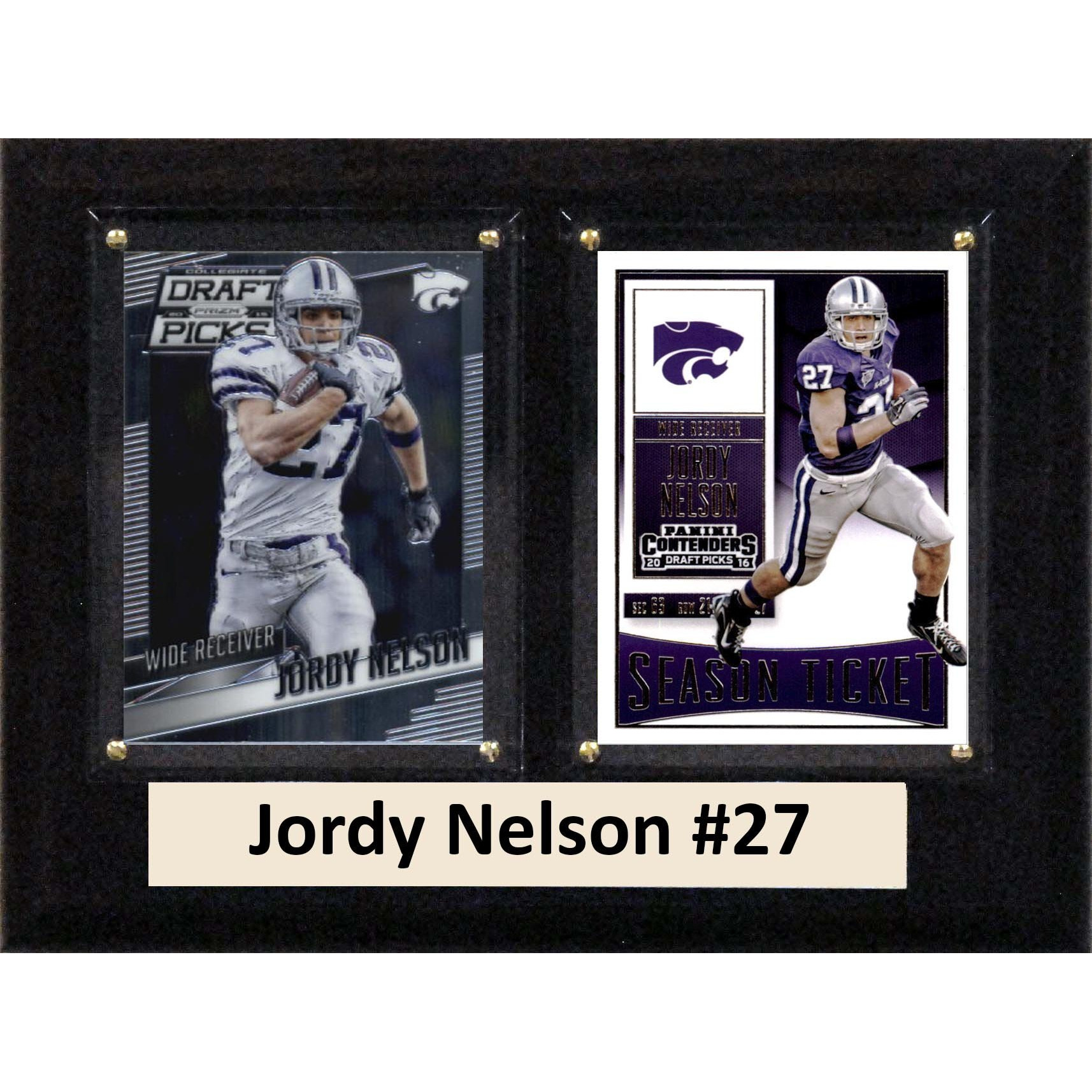 C&I Collectables NCAA Kansas State Wildcats Men's Jordy Nelson Two Card Plaque, Brown, 6&quotX8"