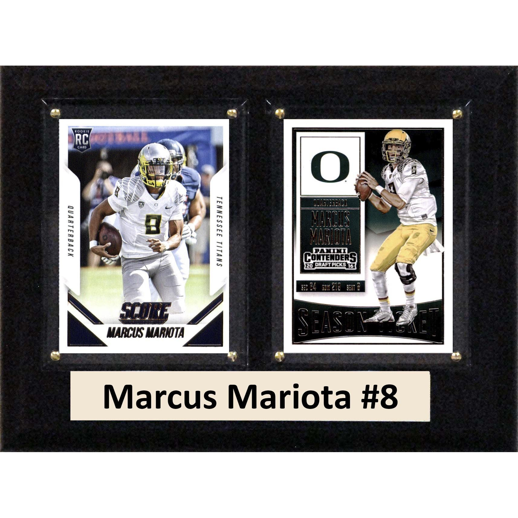 C&I Collectables NCAA Oregon Ducks Men's Marcus Mariota Two Card Plaque, Brown, 6&quotX8"