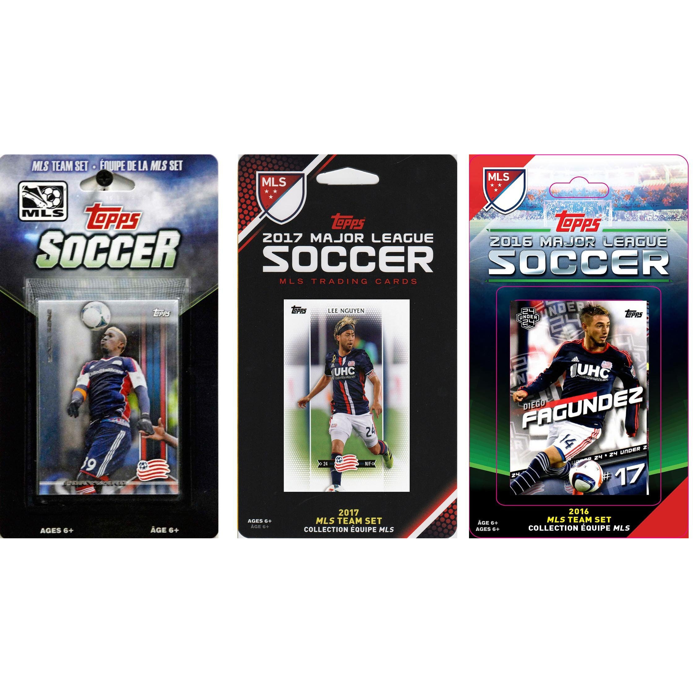 C&I Collectables MLS New England Revolution Men's 4 Different Licensed Trading Card Team Sets, White