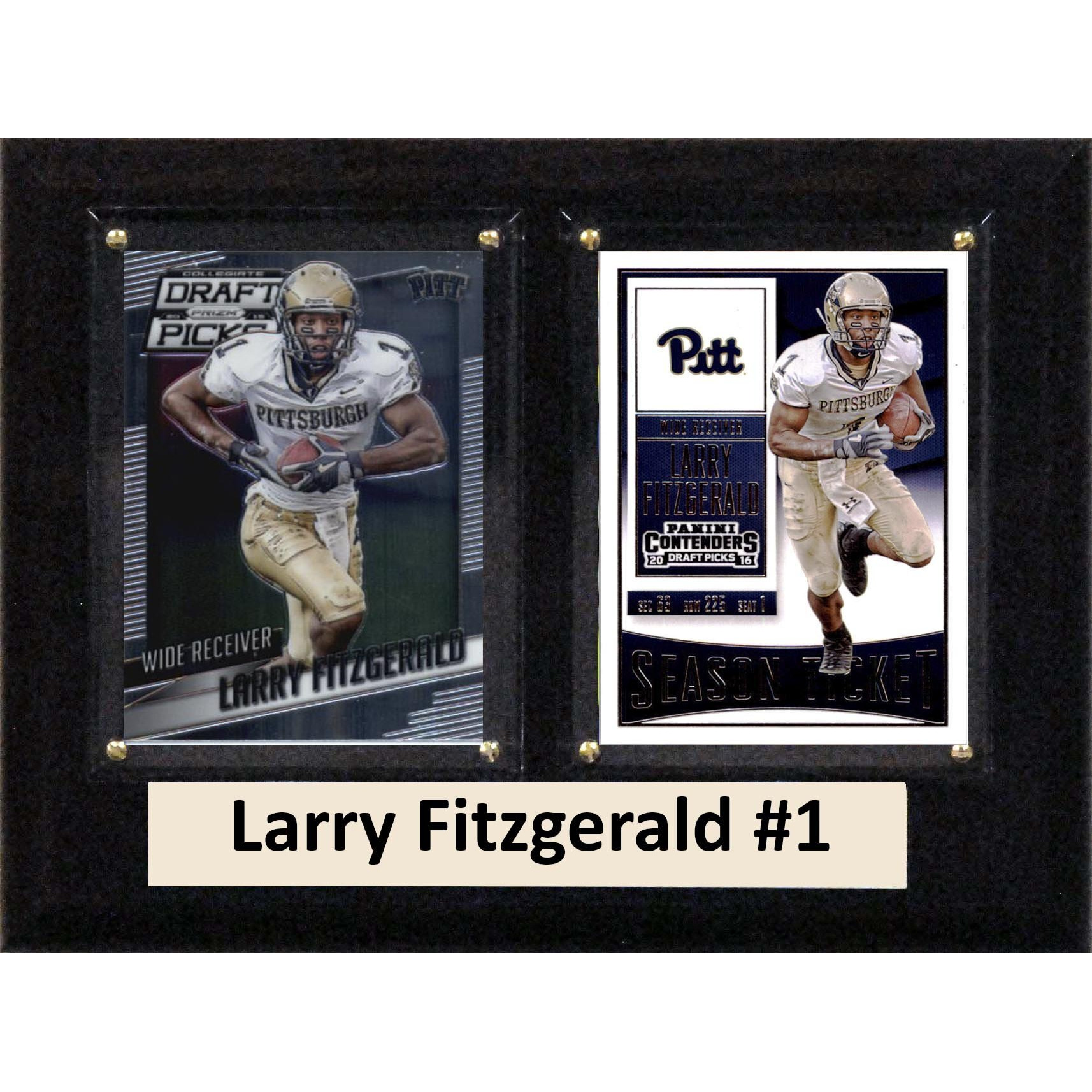 C&I Collectables NCAA Pittsburgh Panthers Men's Larry Fitzgerald Two Card Plaque, Brown, 6&quotX8"