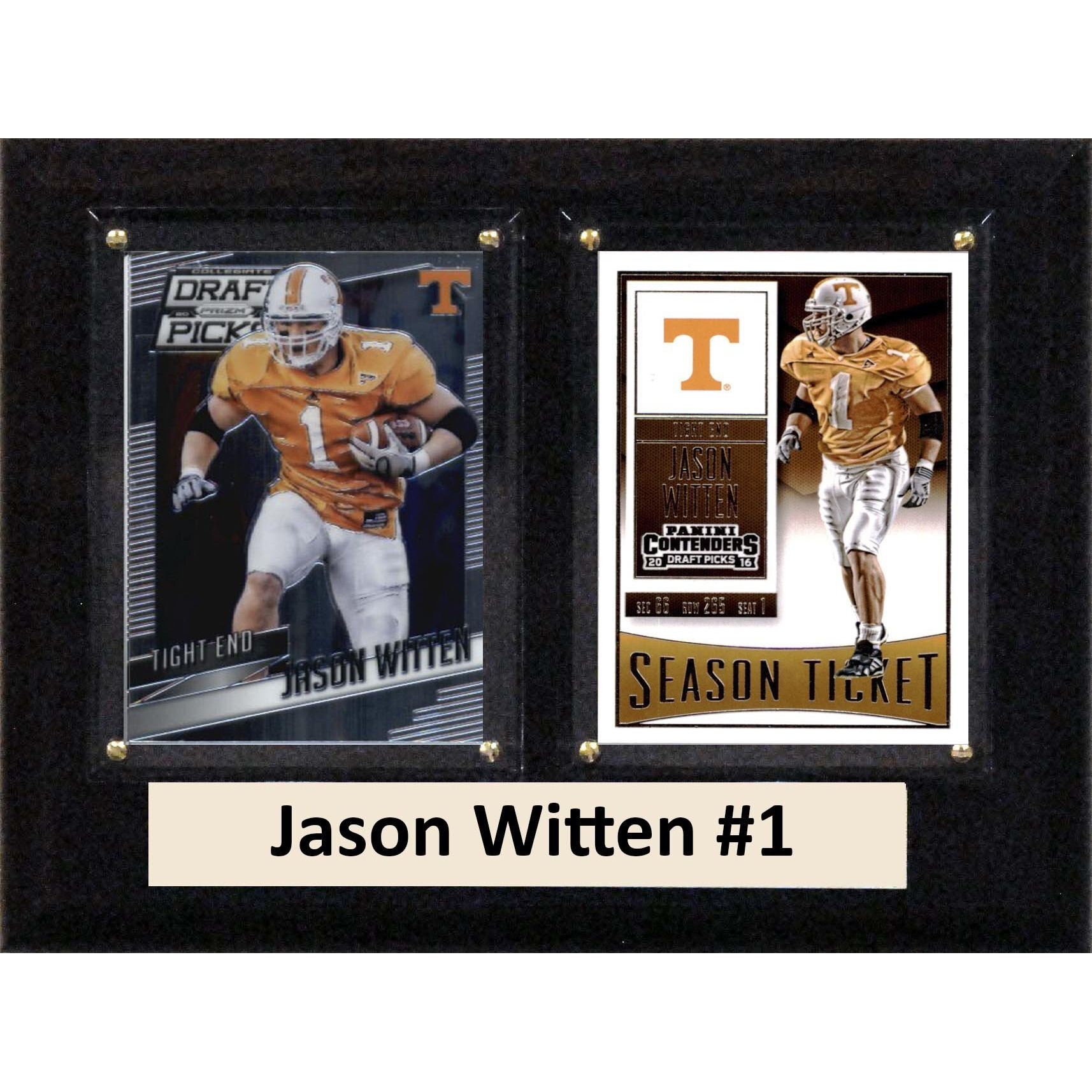 C&I Collectables NCAA Tennessee Volunteers Men's Jason Witten Two Card Plaque, Brown, 6&quotX8"