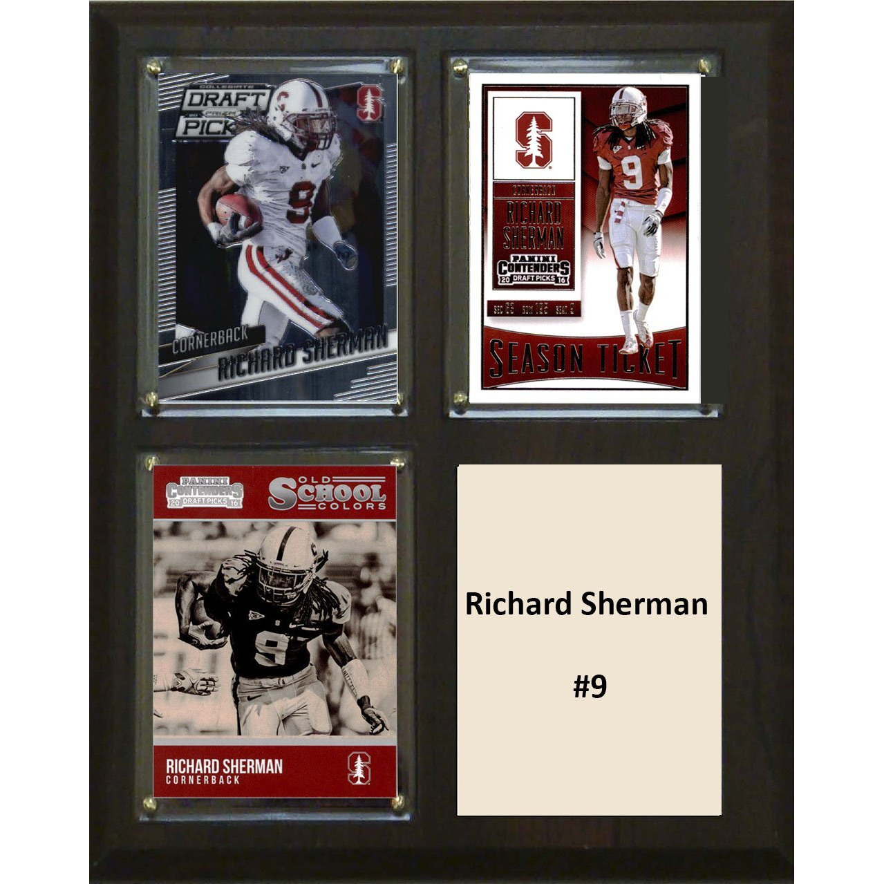 C&I Collectables NCAA Stanford Cardinal Men's Richard Sherman Three Card Plaque, Brown, 8&quotX10"
