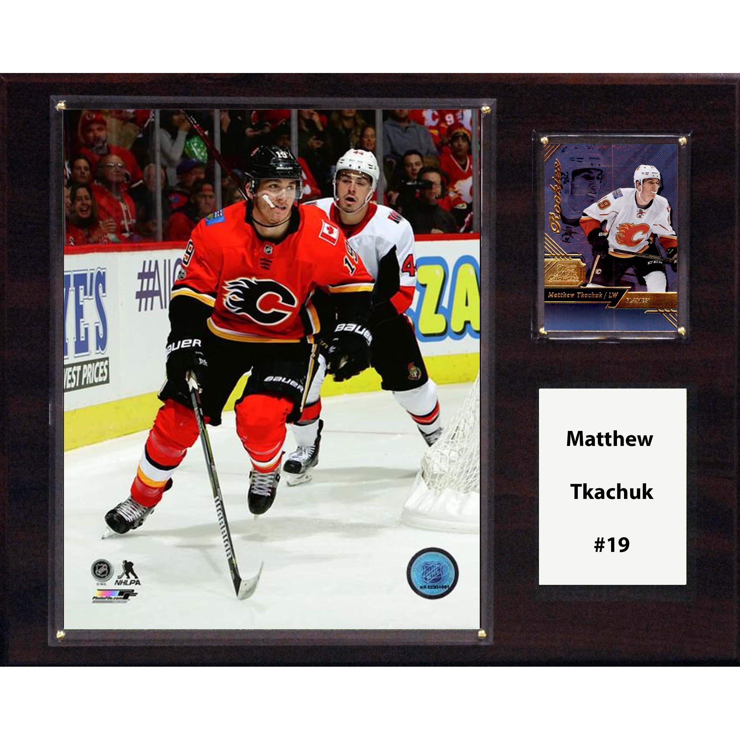 C&I Collectables NHL Calgary Flames Mens 1215MTKACHUKNHL 12&quotx15" Matthew Tkachuk Calgary Flames Player Plaque, Brown, N/A